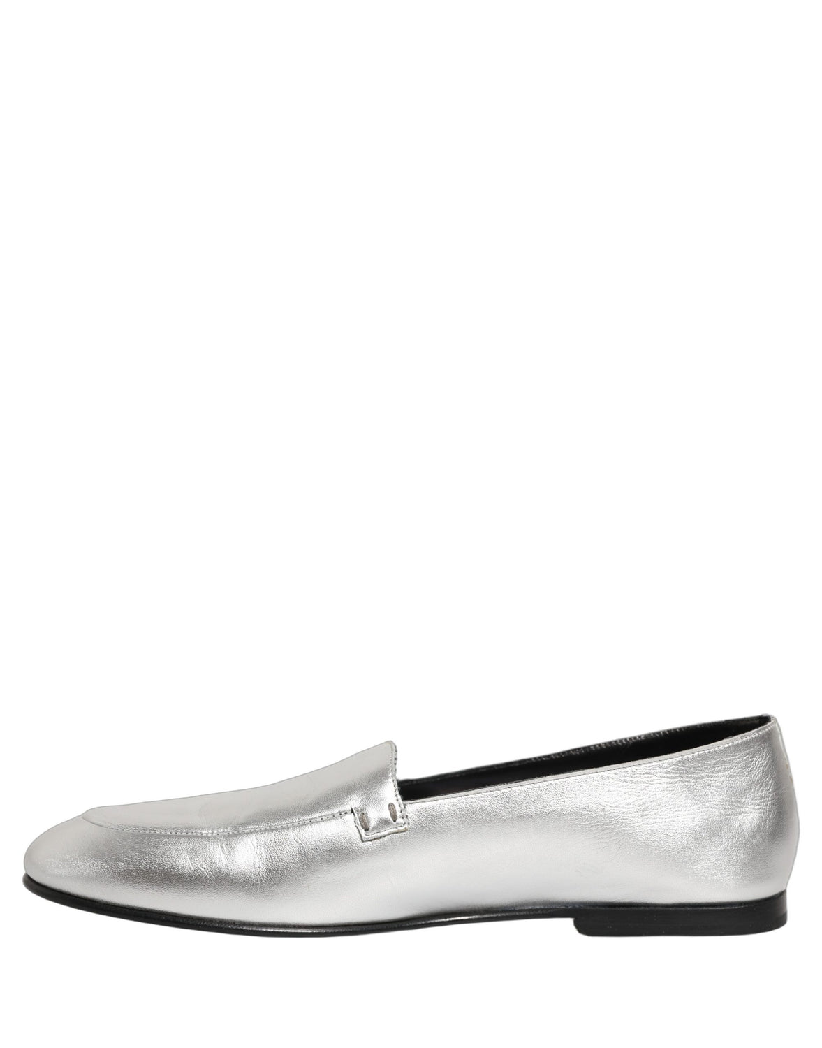 Silver Leather DG Logo Slip On Loafers Shoes