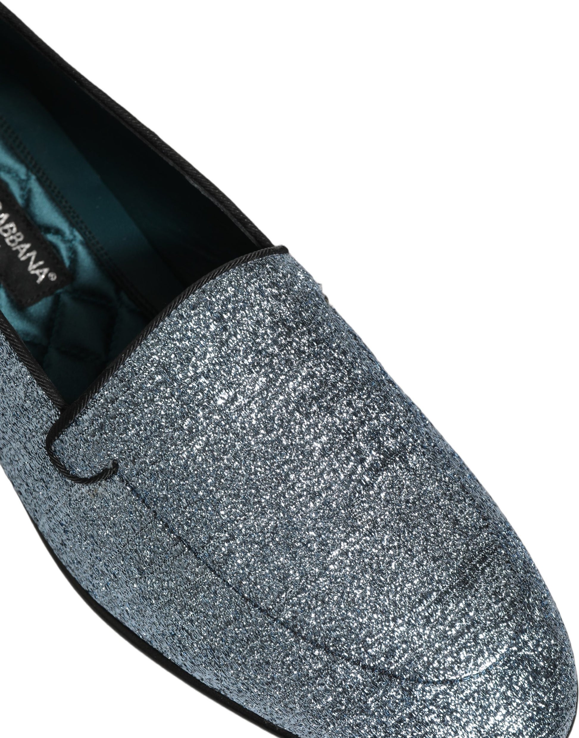 Blue Glitter Lurex DG Logo Dress Loafers Shoes