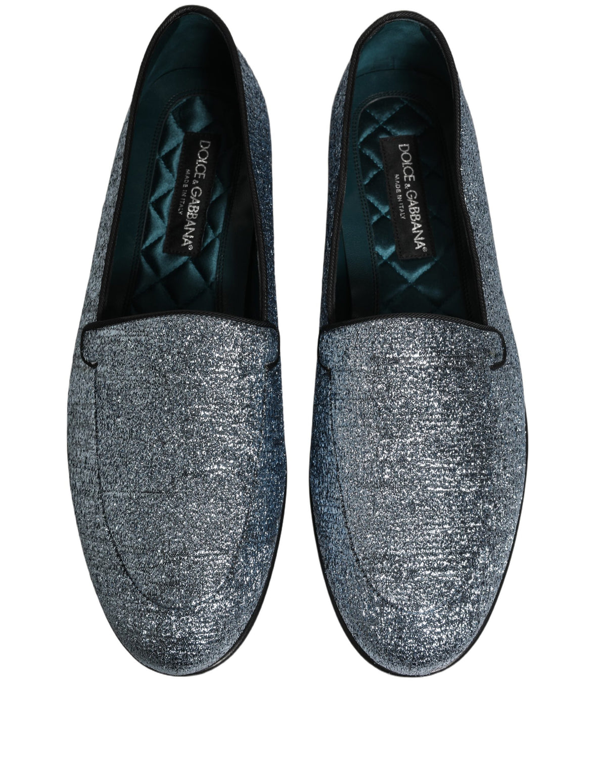 Blue Glitter Lurex DG Logo Dress Loafers Shoes
