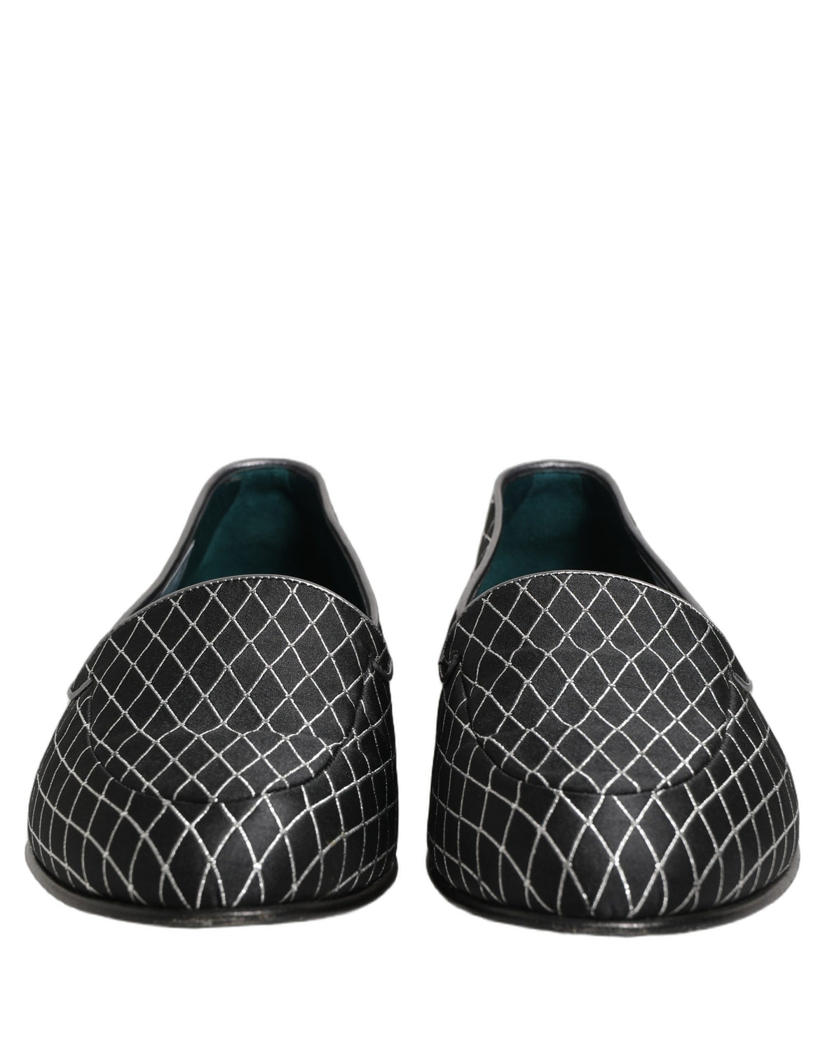 Black Velvet Diamond Stitched Loafers Shoes