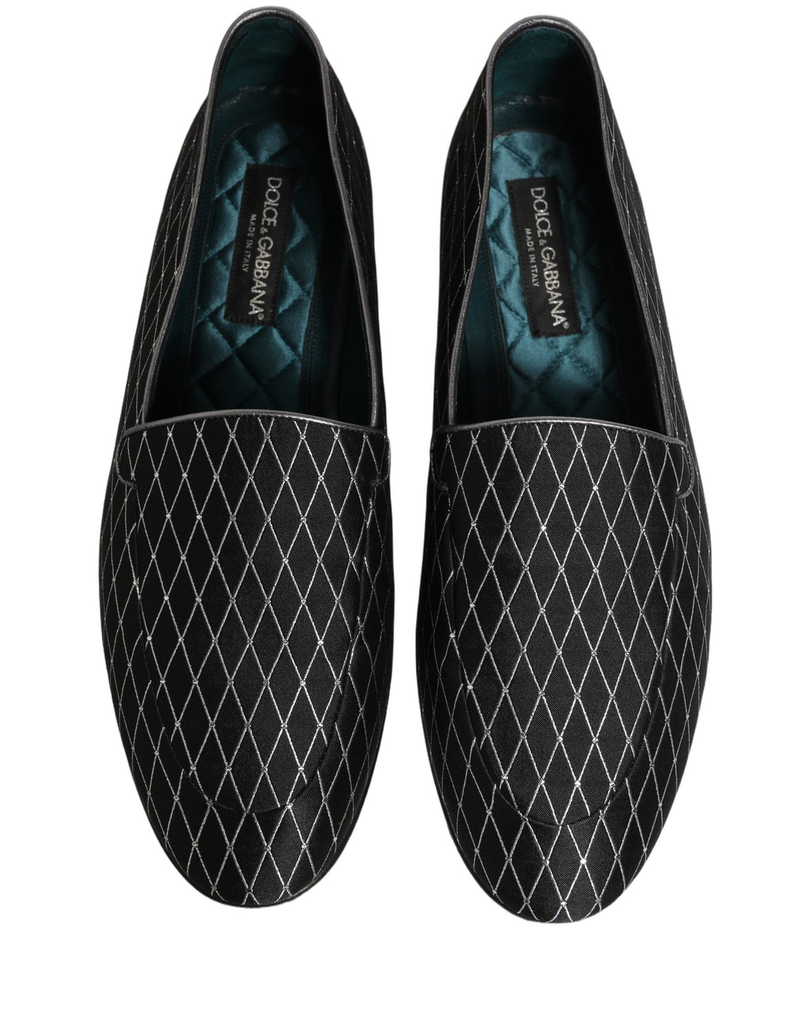 Black Velvet Diamond Stitched Loafers Shoes