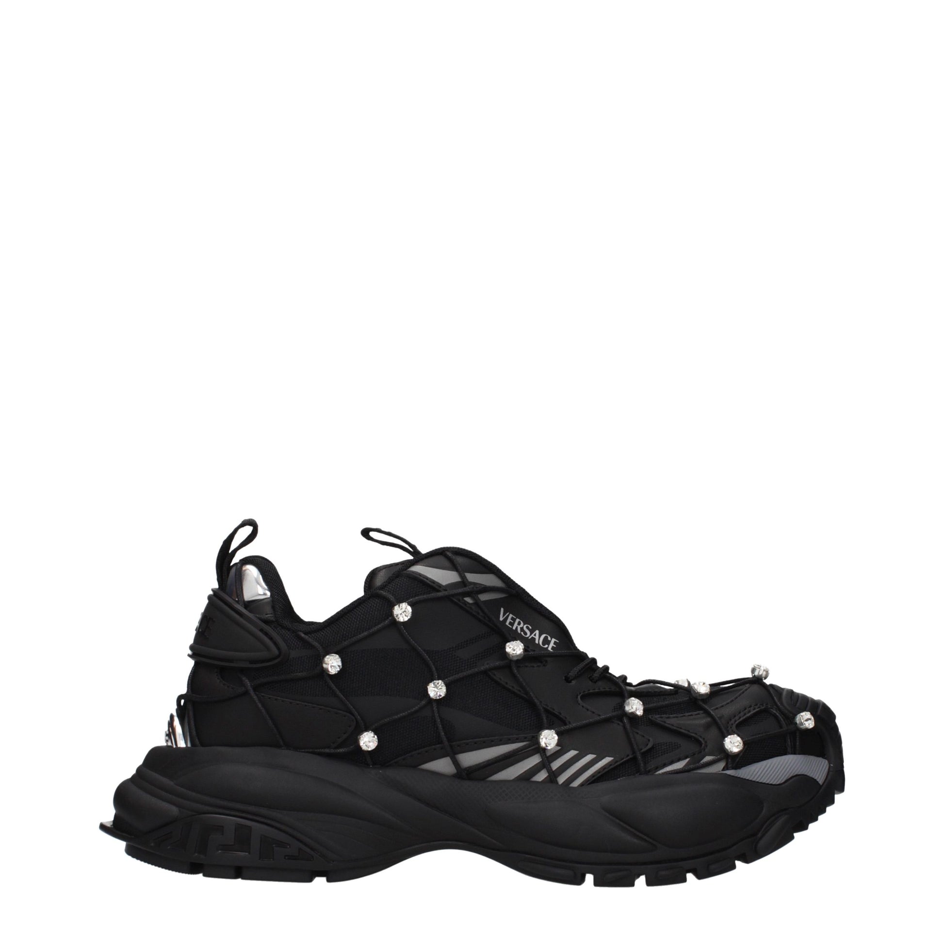 Black Fabric Chunky Sneakers