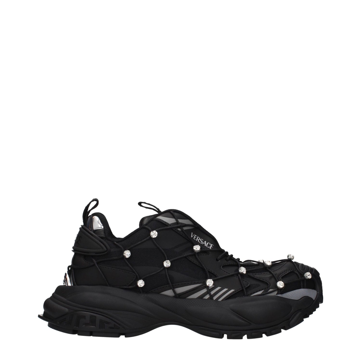 Black Fabric Chunky Sneakers