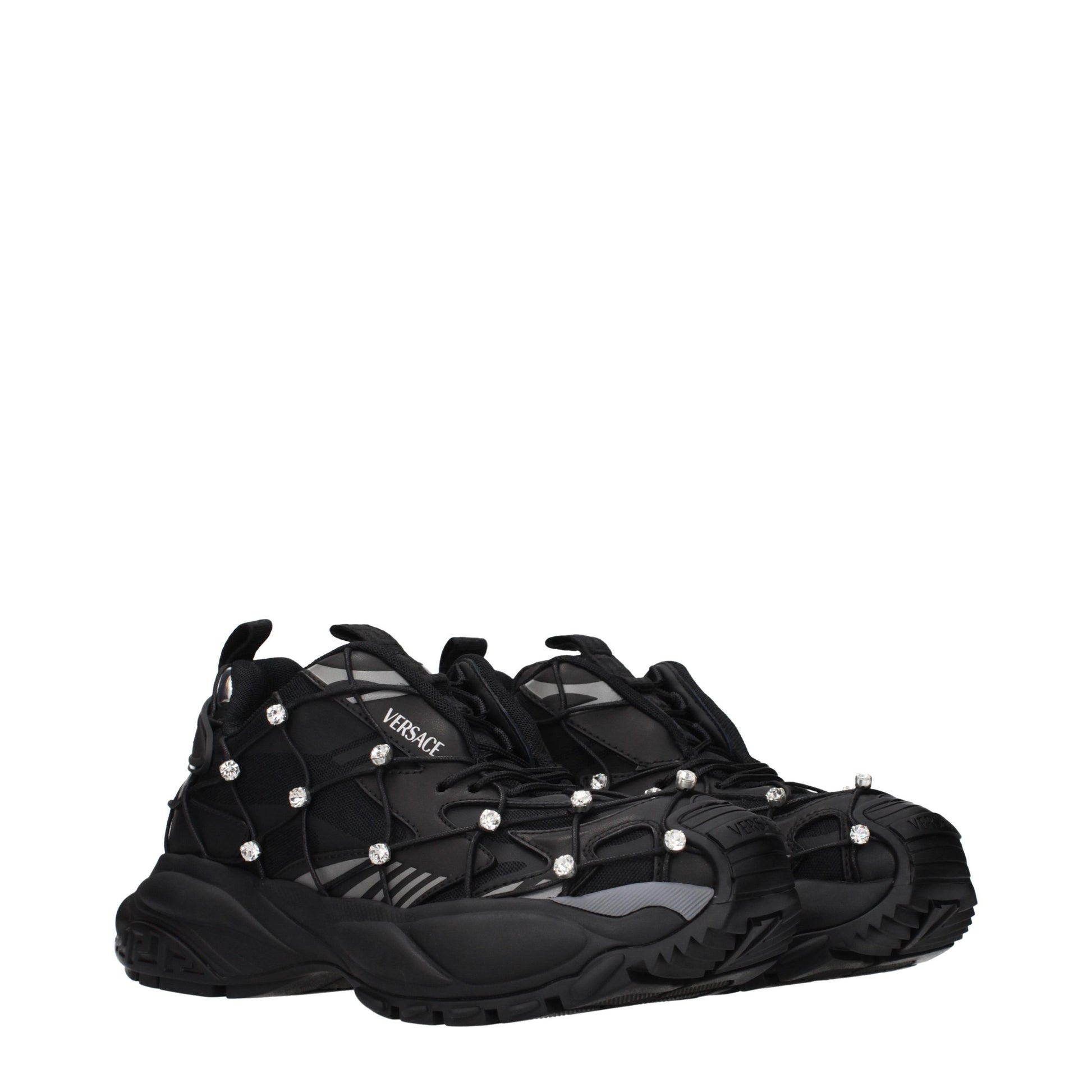 Black Fabric Chunky Sneakers