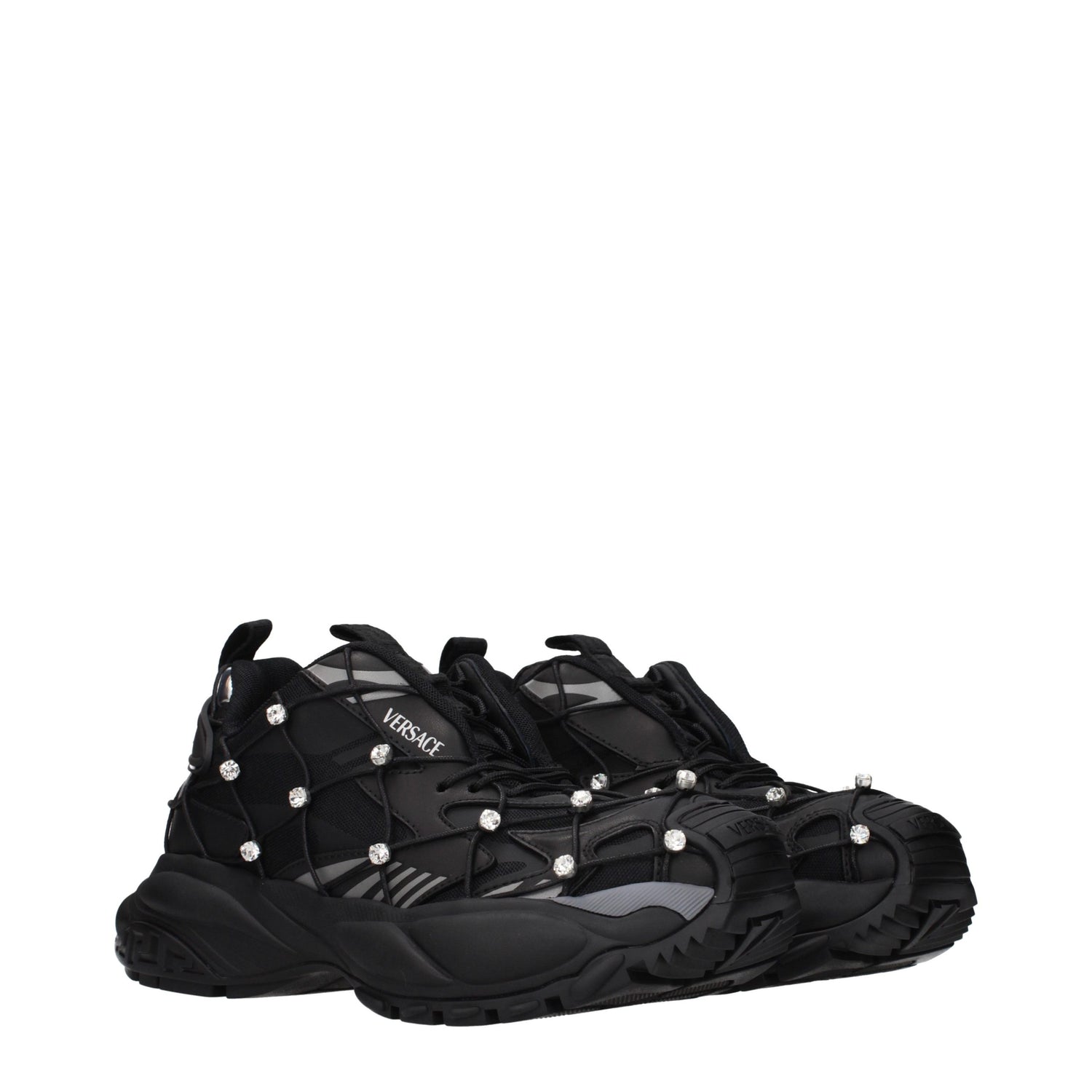 Black Fabric Chunky Sneakers
