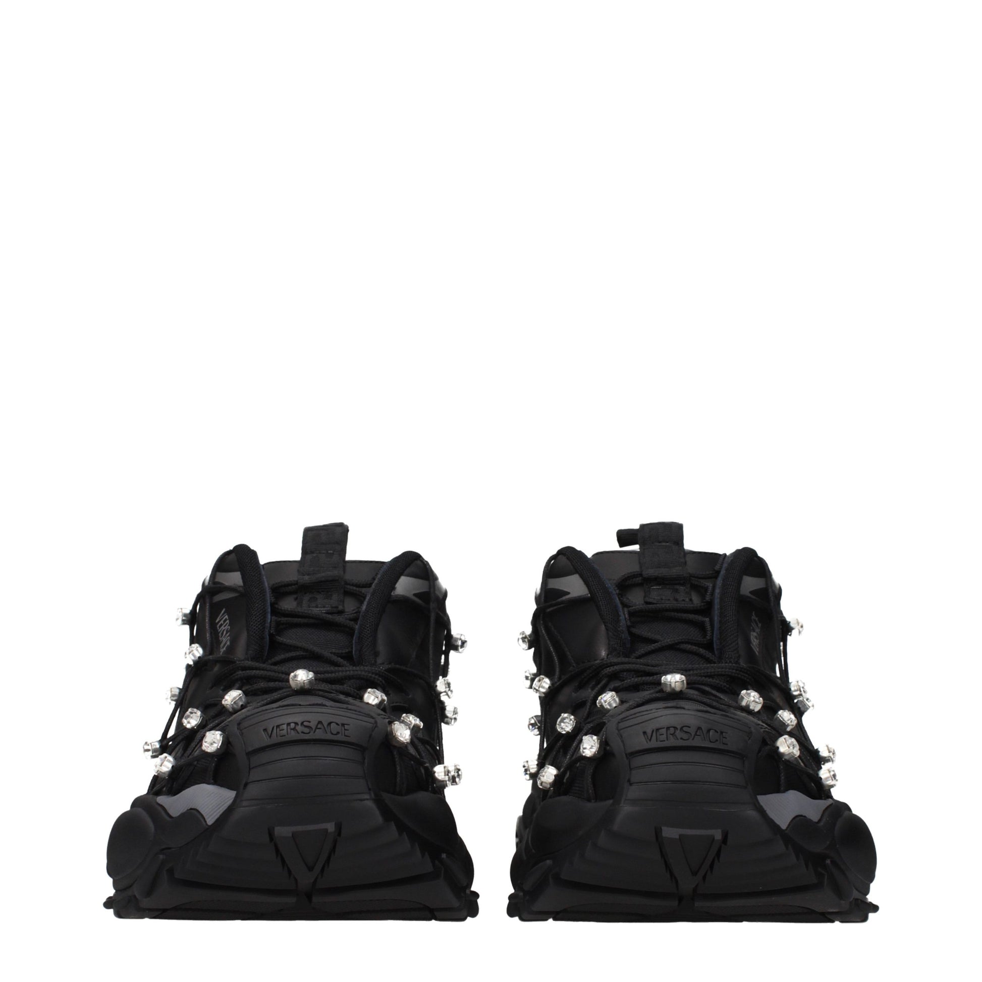 Black Fabric Chunky Sneakers