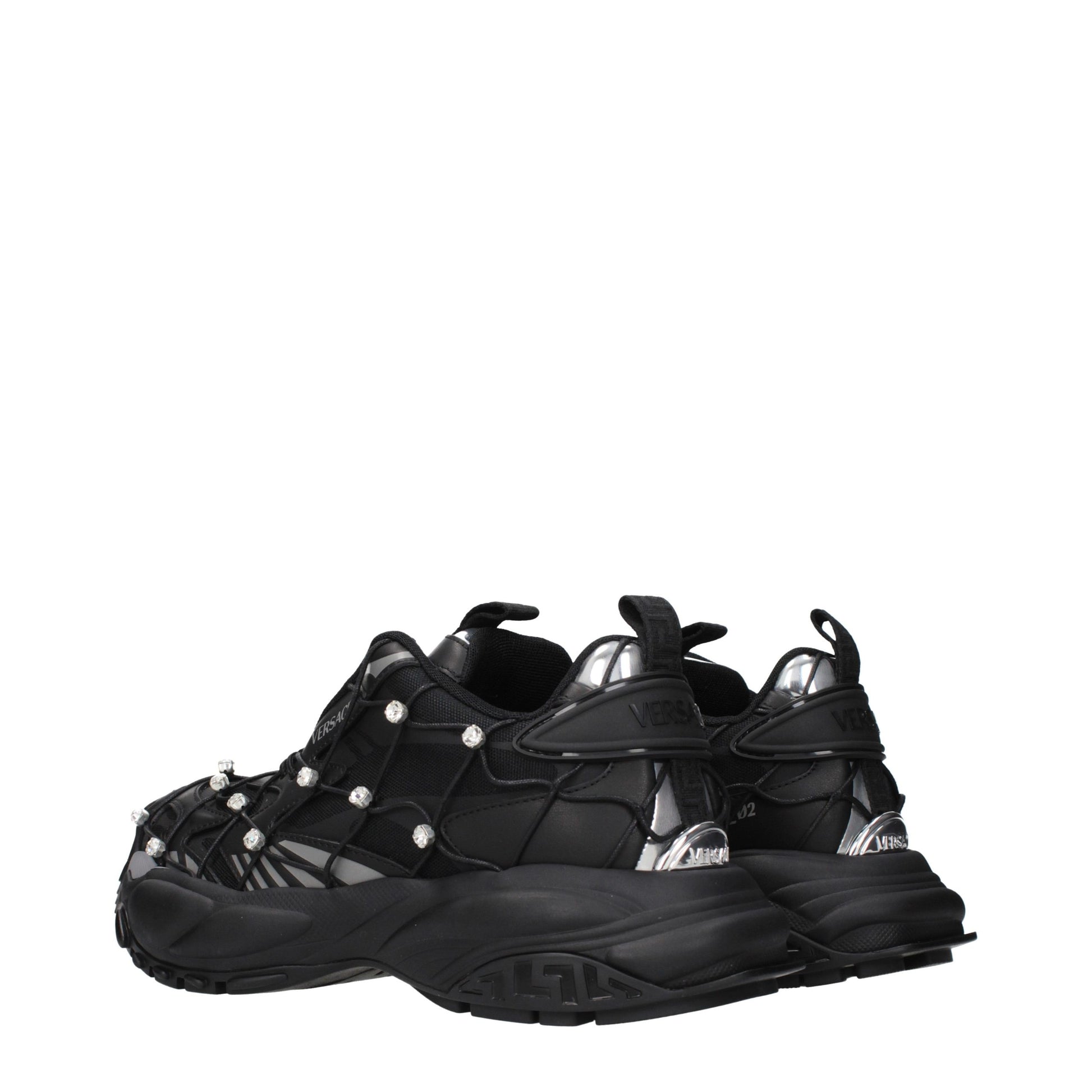 Black Fabric Chunky Sneakers