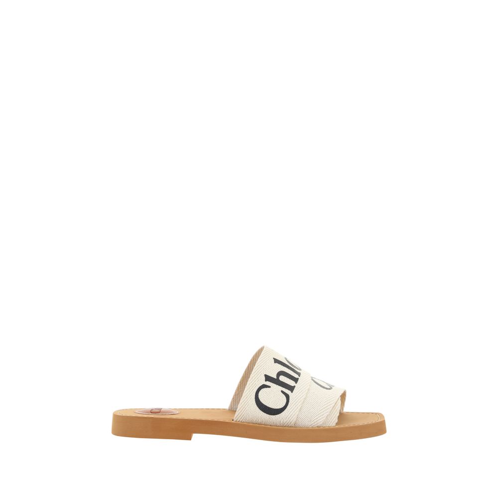 White Cotton Flat Sandals