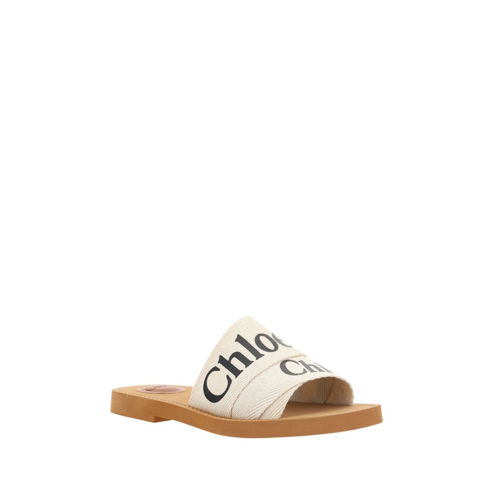 White Cotton Flat Sandals