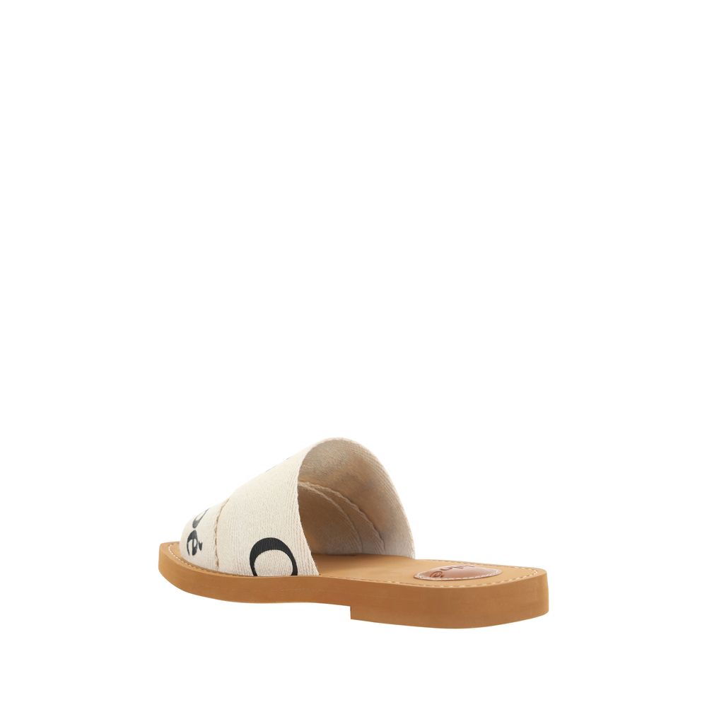 White Cotton Flat Sandals