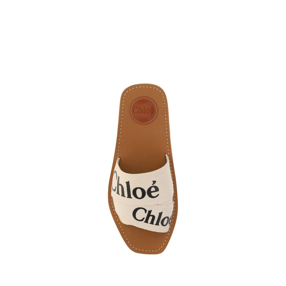 White Cotton Flat Sandals