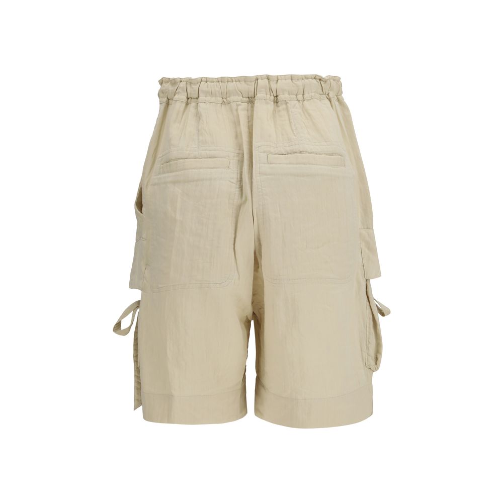 Beige Viscose Bermuda Shorts