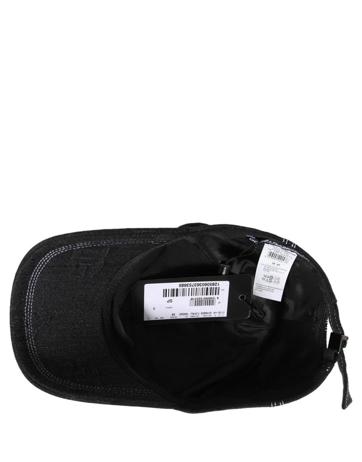 Men Black Cotton 6 Panel Baseball Capello Hat