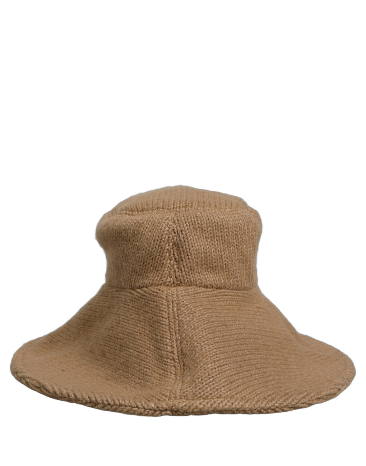 Women Brown Cotton Knit WideBrim Bucket Capello Hat
