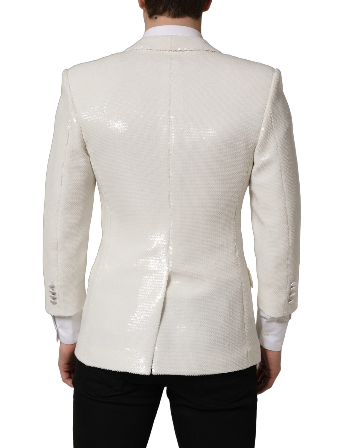 White Viscose Single Breasted Blazer Jacket