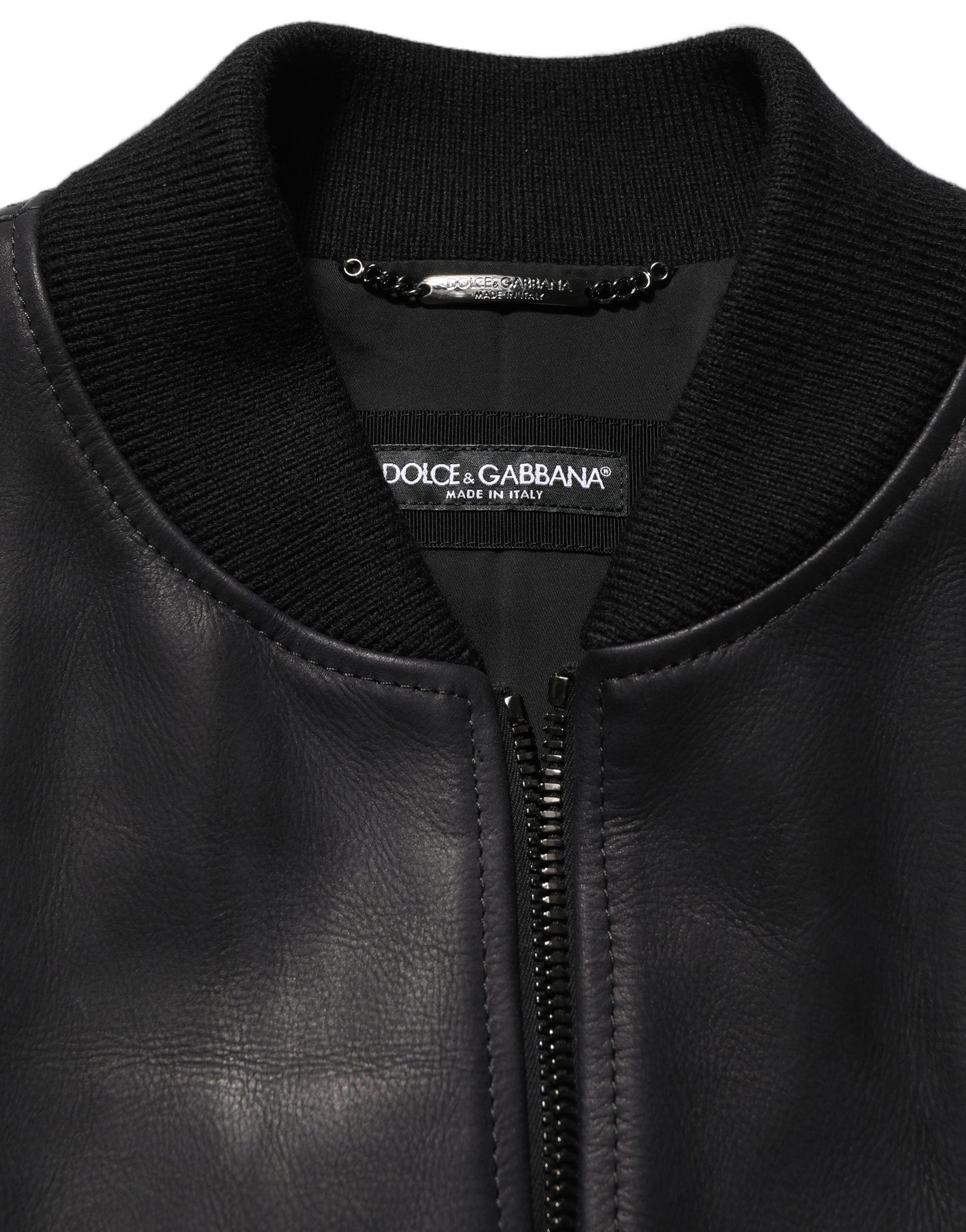 Black Leather Full Zip Men Biker Jacket