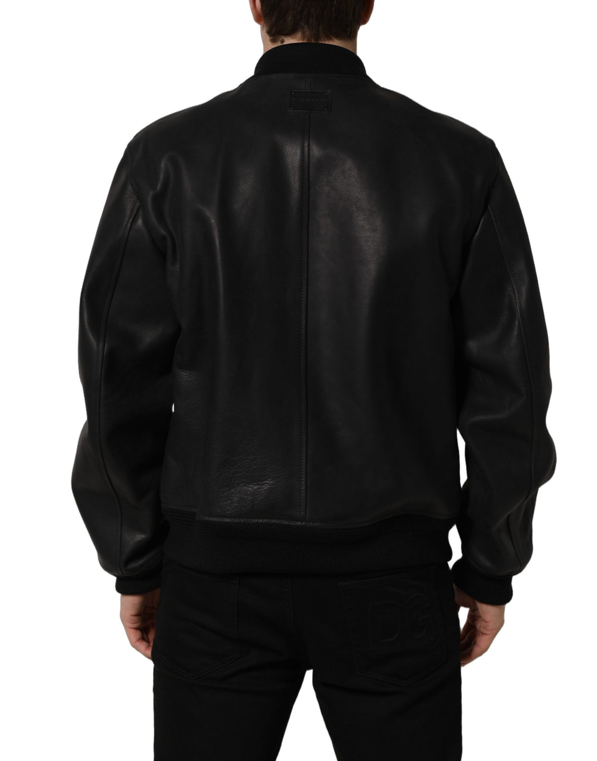 Black Leather Full Zip Men Biker Jacket