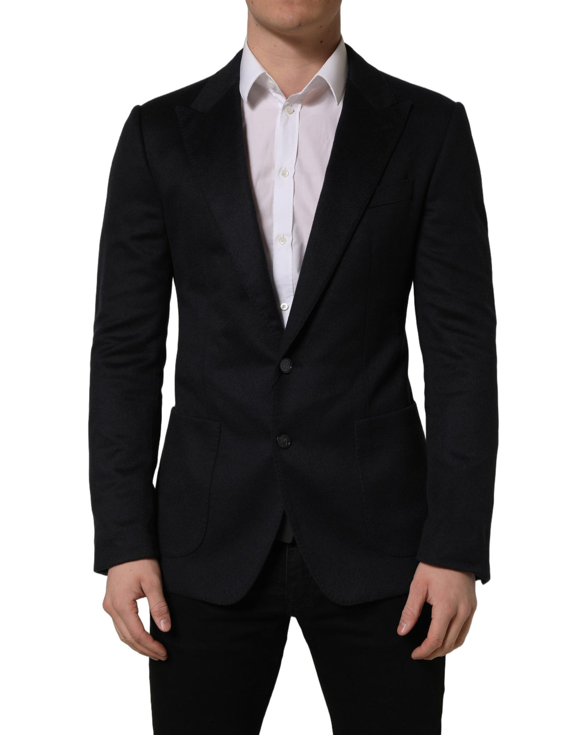 Black Cashmere Single Breasted Blazer Jacket