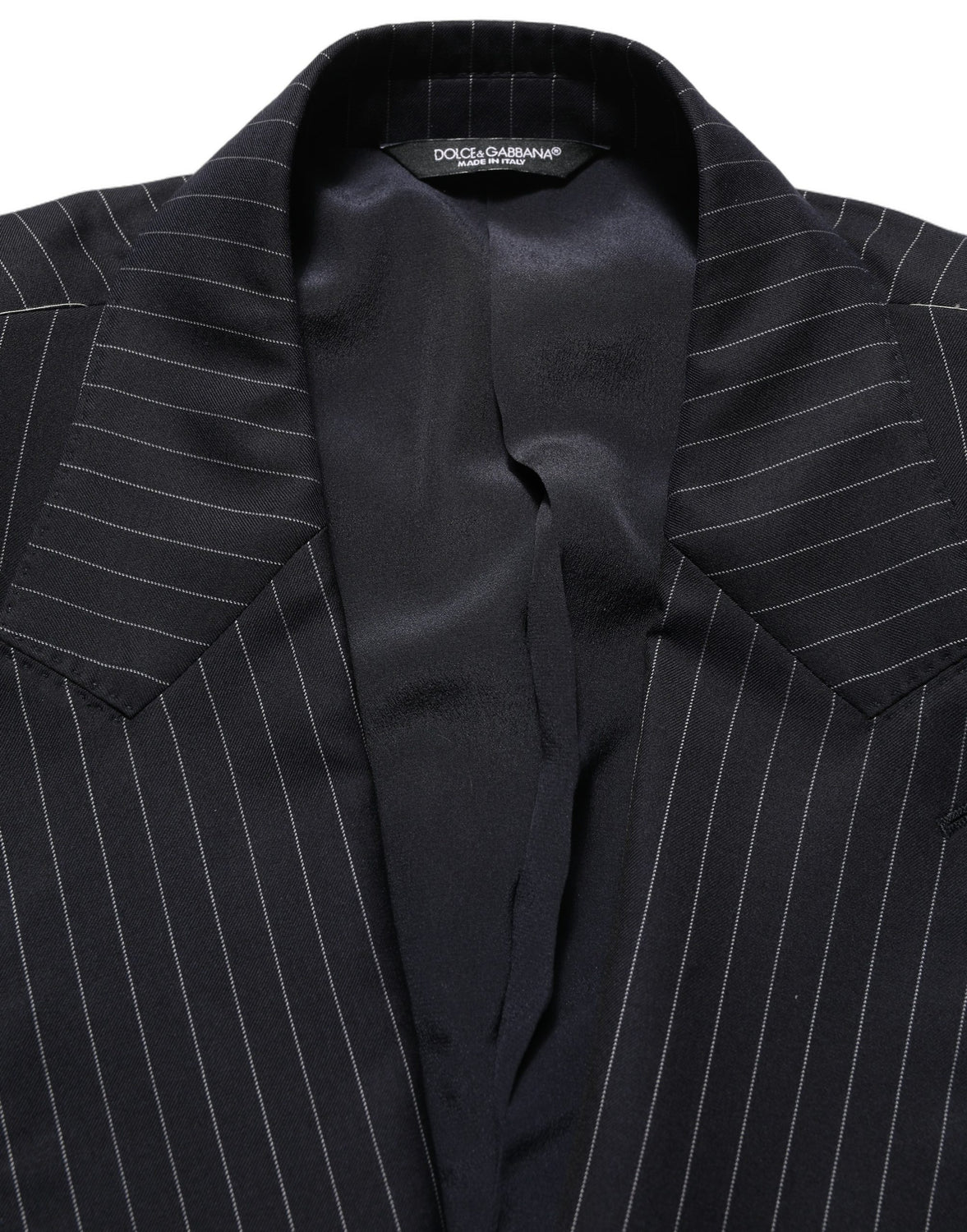 Black Stripes Wool Double Breasted Jacket