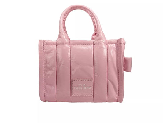Marc Jacobs The Shiny Crinkle Micro Tote Bubblegum Leather Crossbody