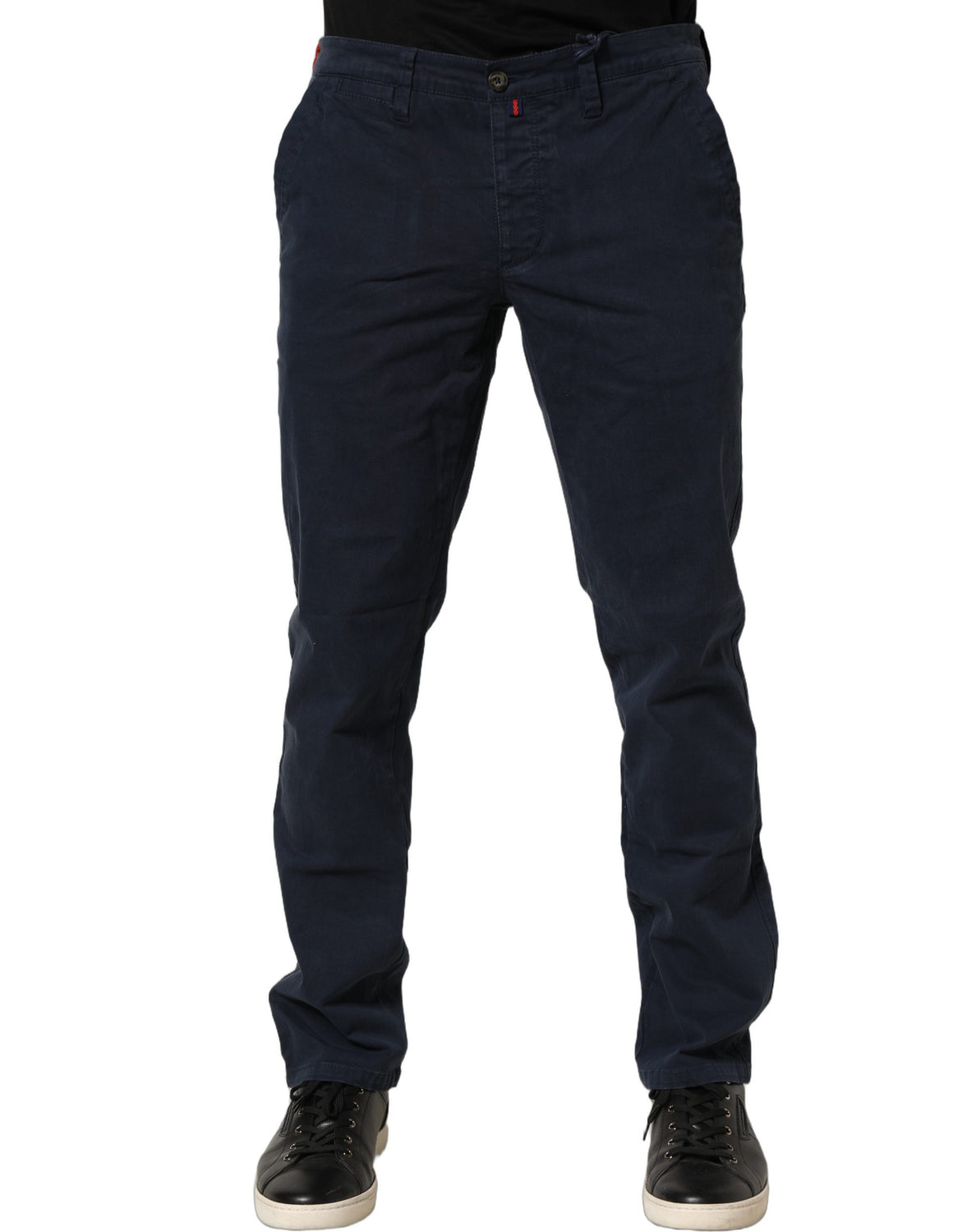 Navy Blue Skinny Chino Mid Waist Men Pants