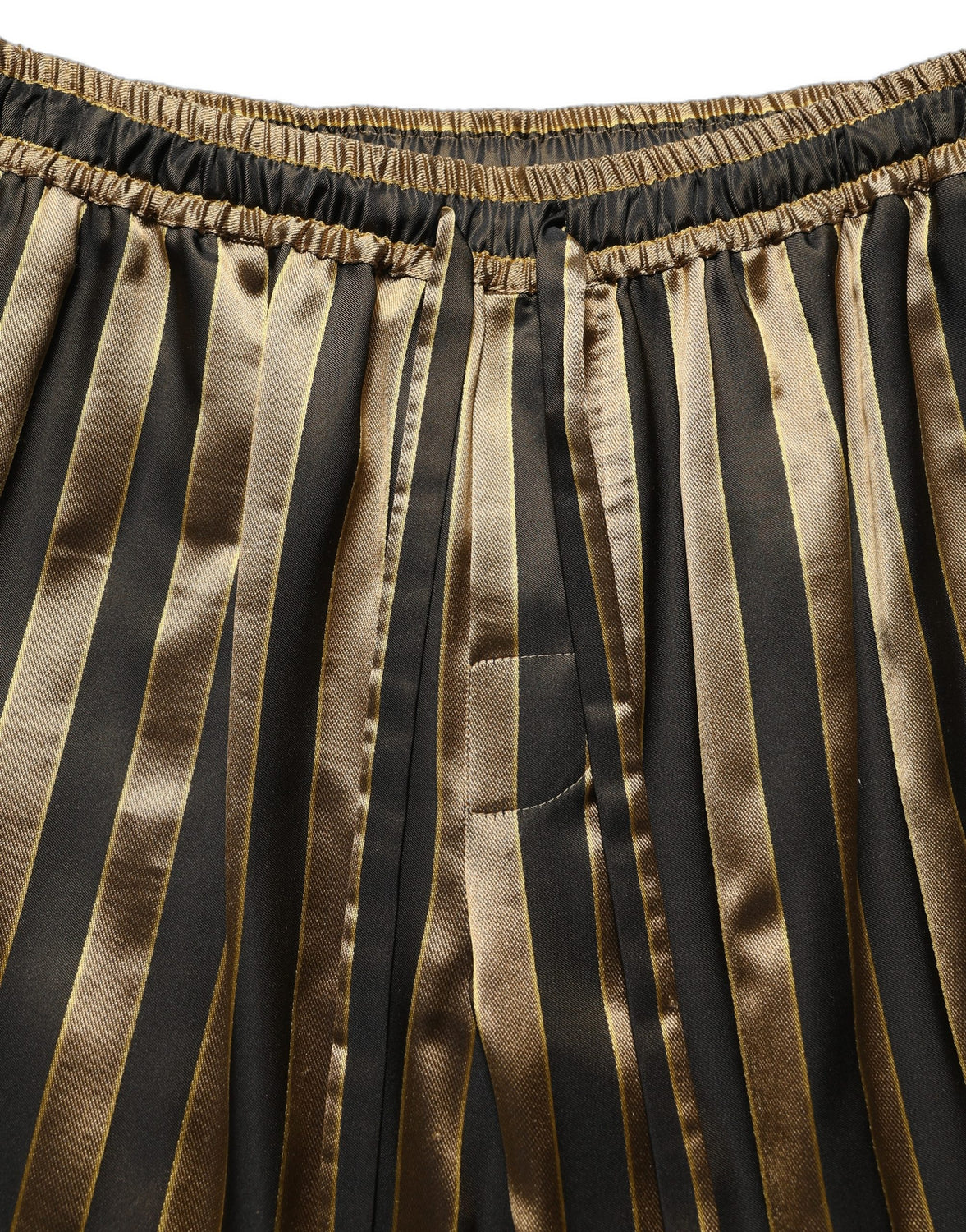 Gold Black Stripe Satin Tapered Leg Men Pants