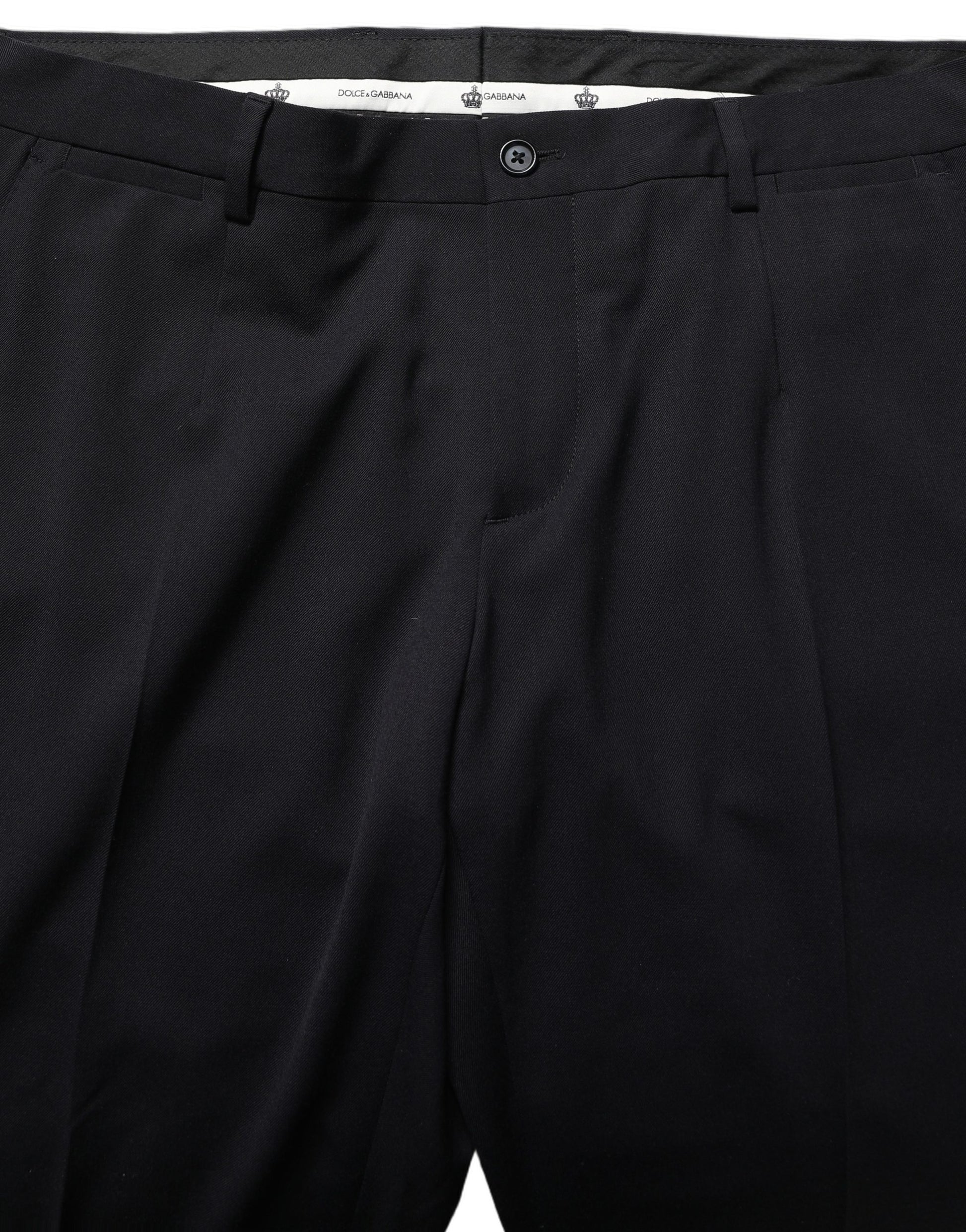 Black Wool Tapered Leg Dress Trouser Pants