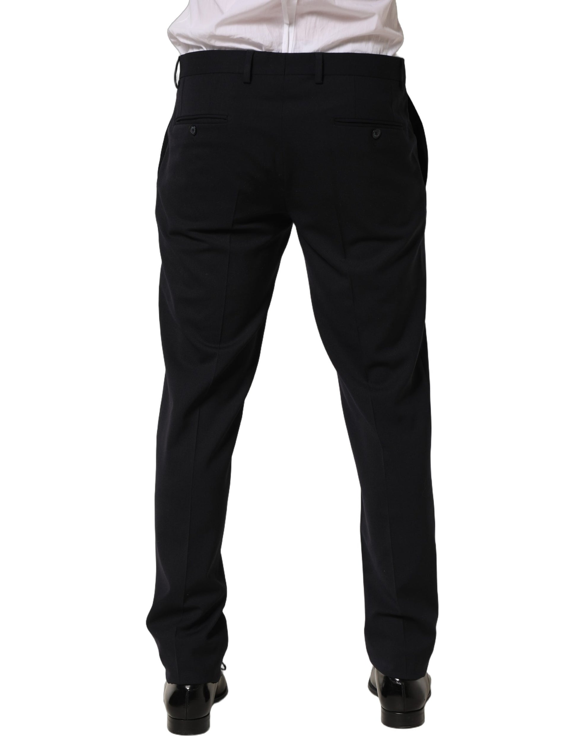 Black Wool Tapered Leg Dress Trouser Pants