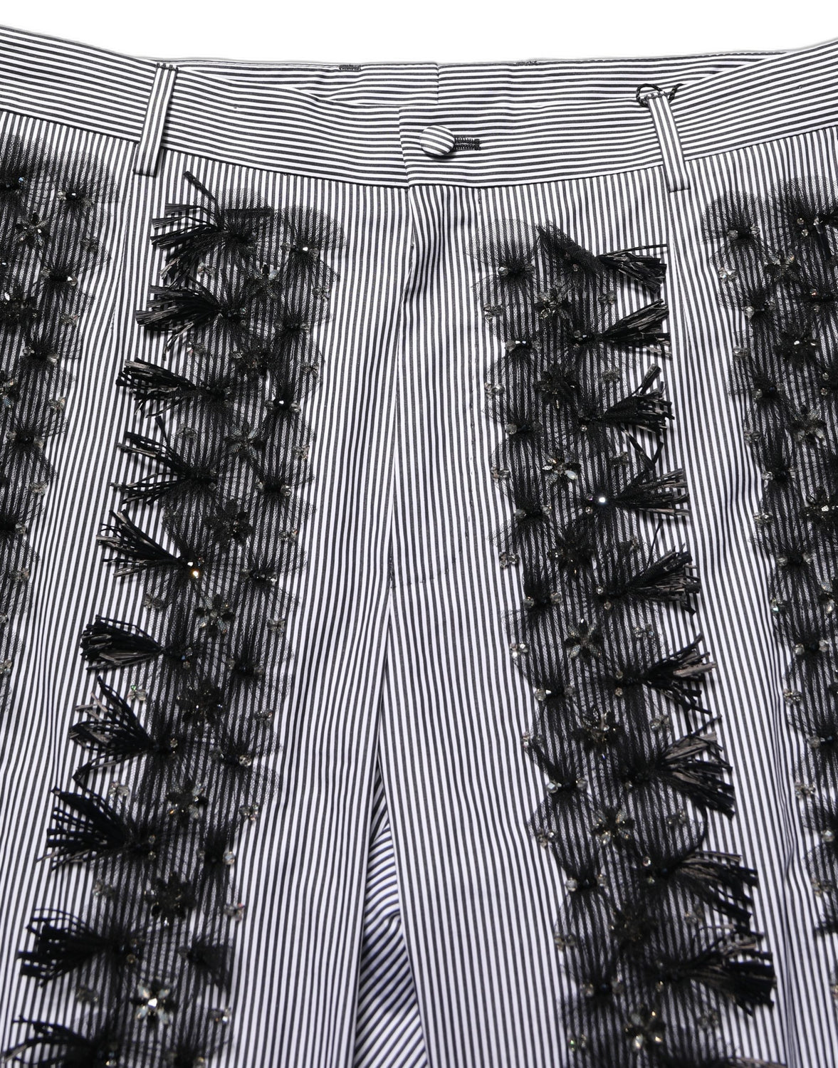 BlackGray Pinstripe Embellished Trouser Pants