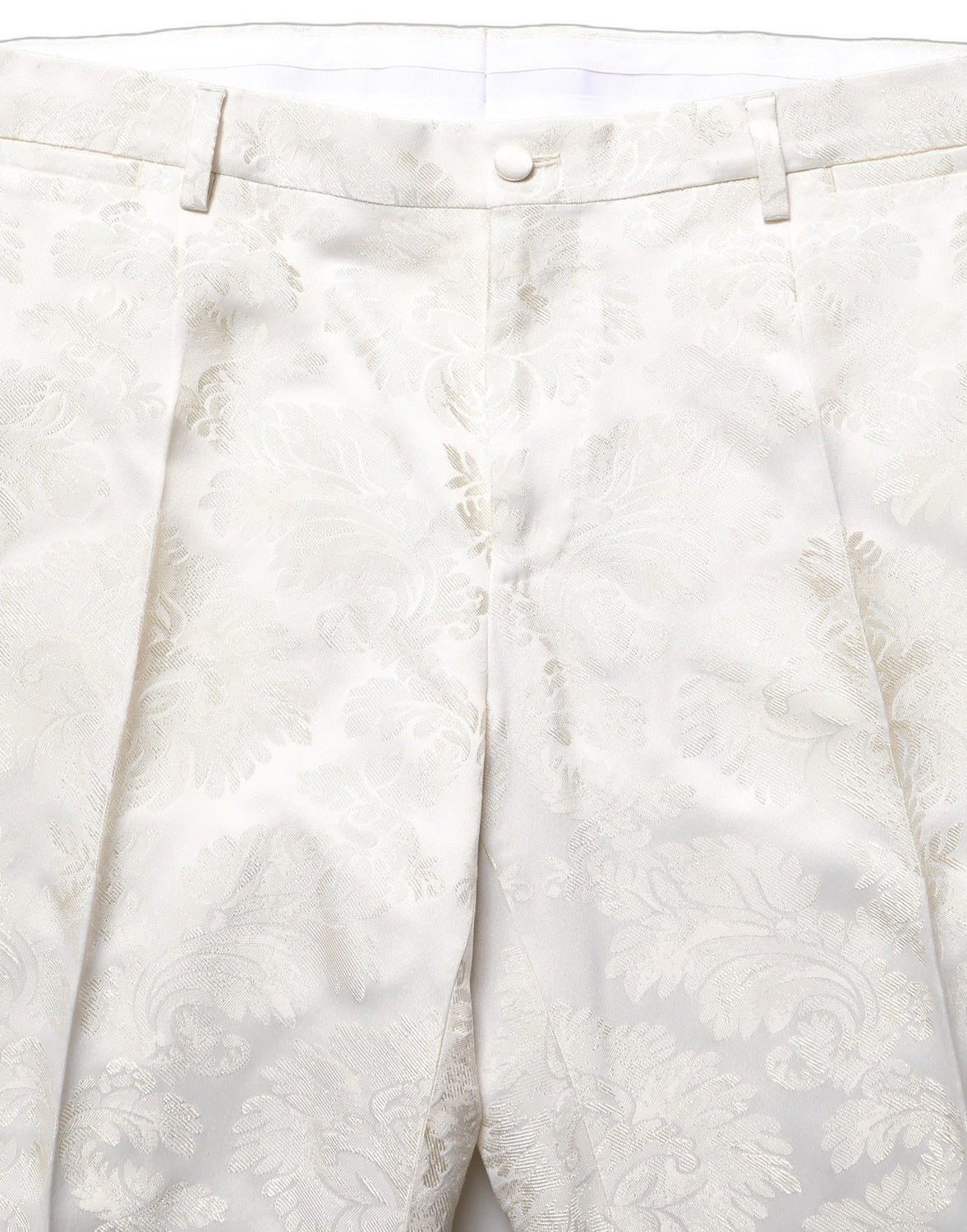 White Floral Men Dress Formal Trouser Pants