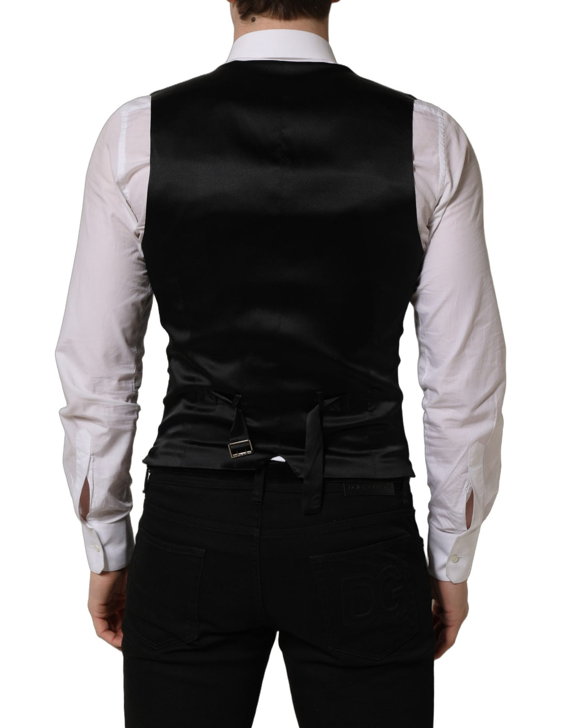 Black Wool Single Breasted Waistcoat Vest