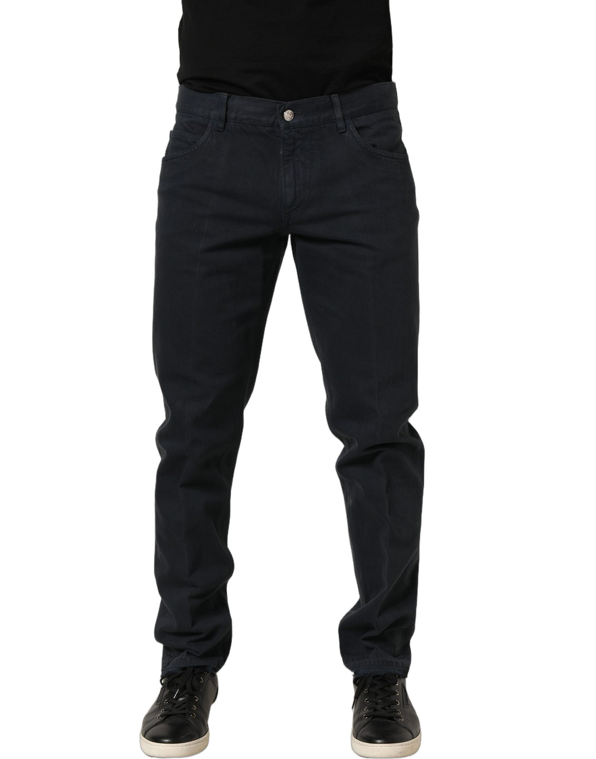Black Cotton Mid Waist Skinny Men Denim Jeans