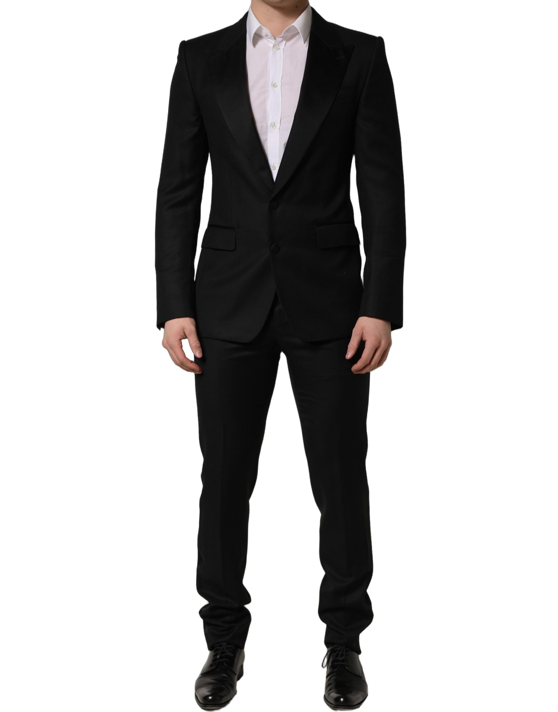 Black Wool Slim Fit Formal 2 Piece Men Suit