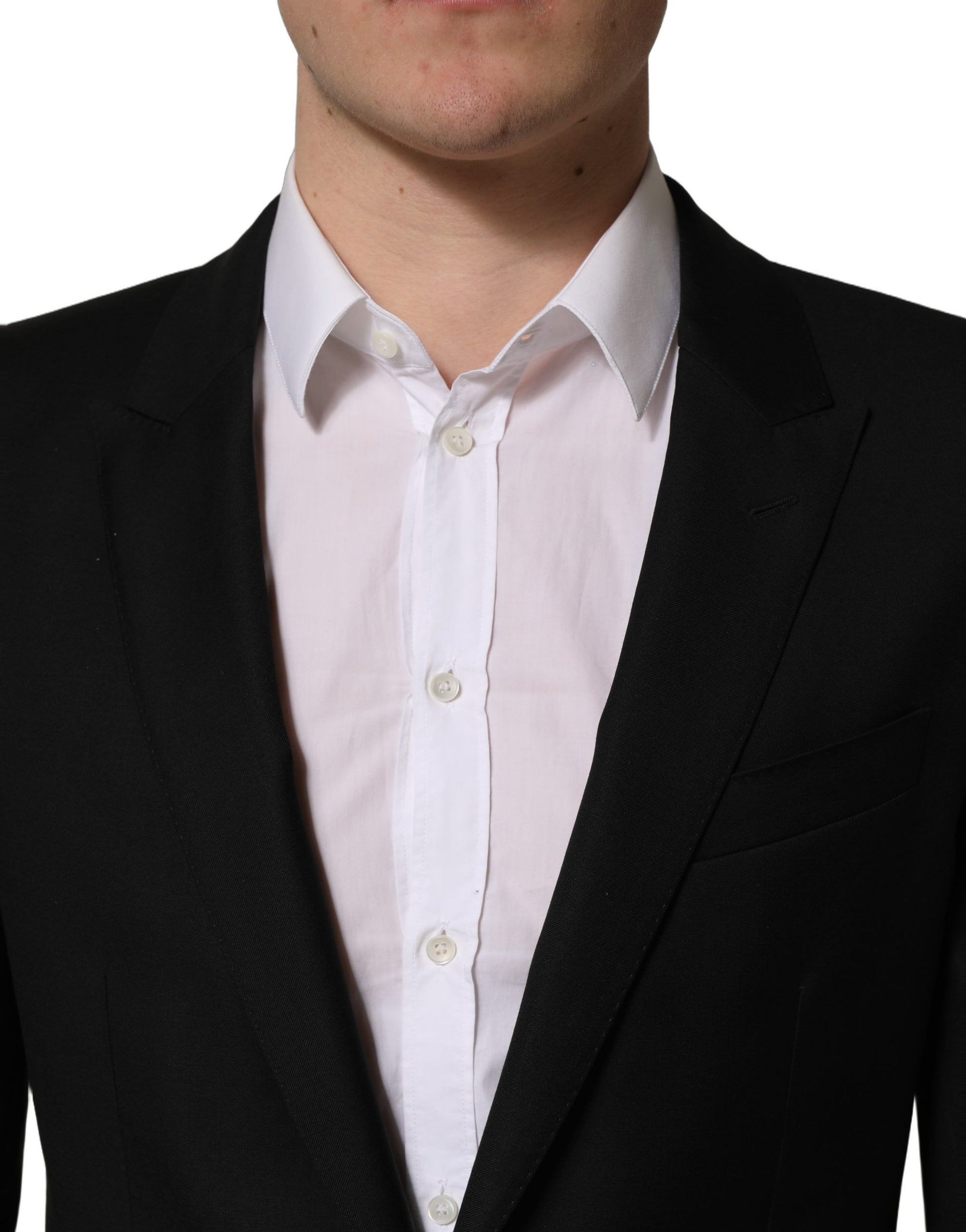 Black Wool Slim Fit Formal 2 Piece Men Suit
