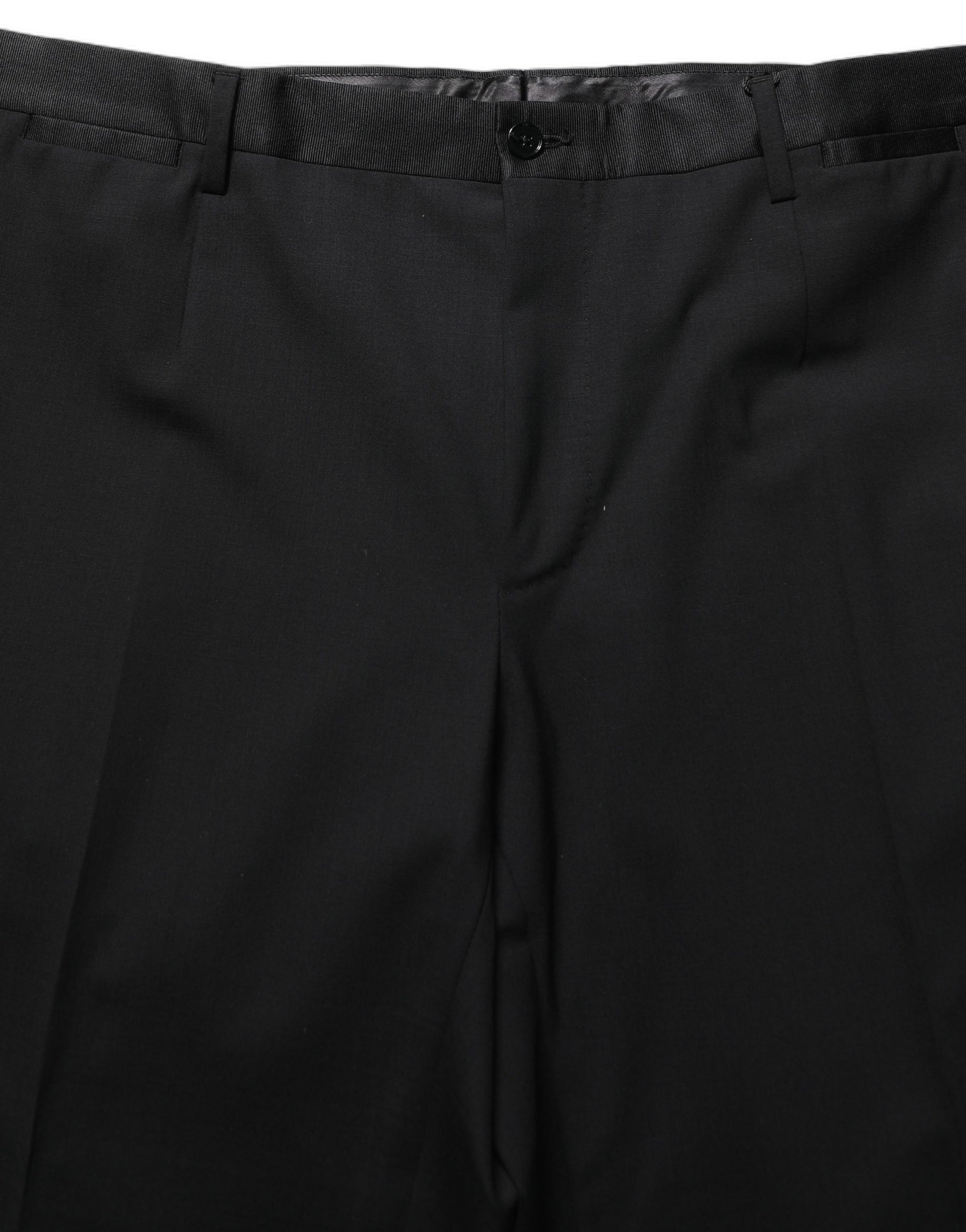 Black Wool Tapered Leg Dress Trouser Pants
