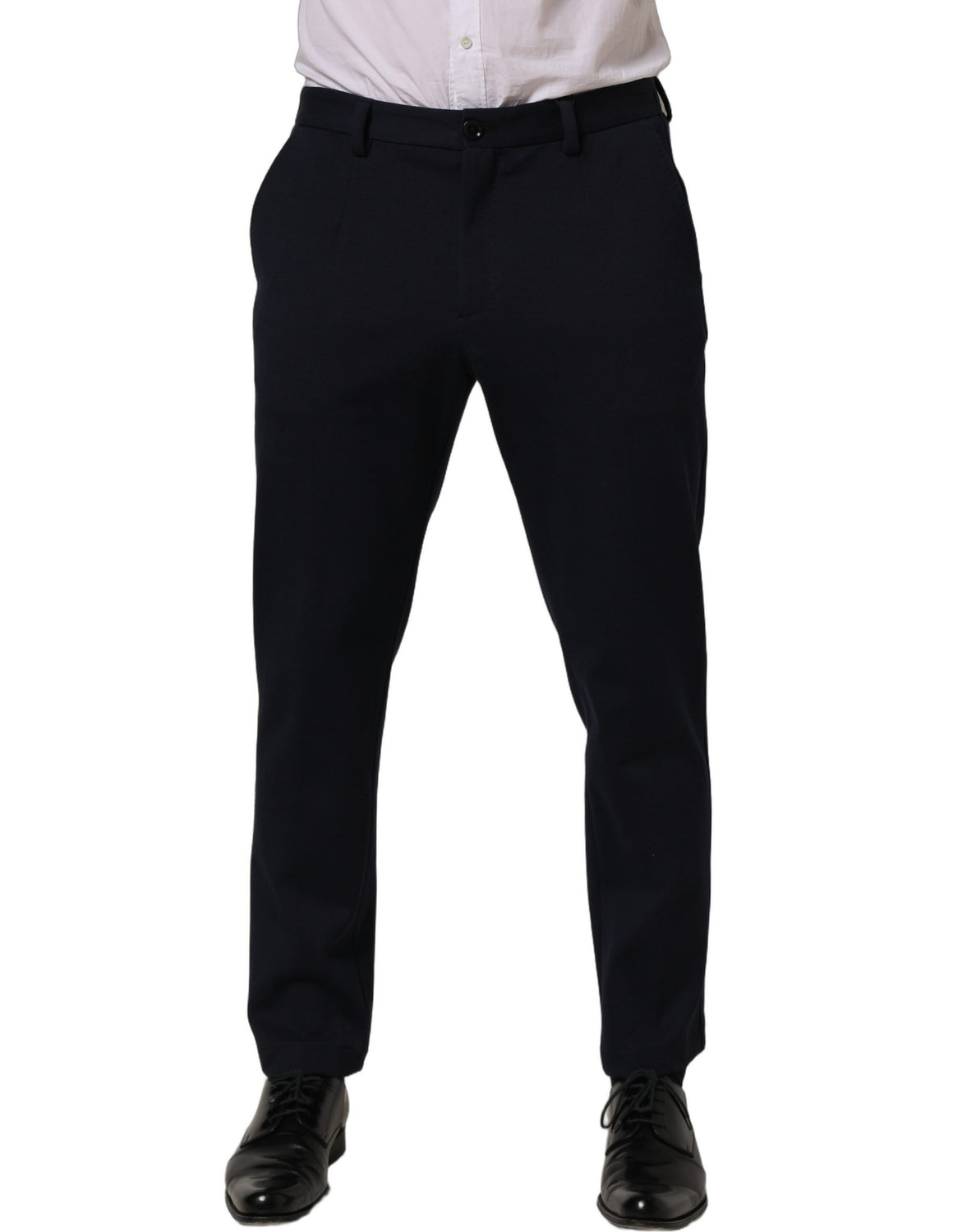 Black Cotton Tapered Leg Dress Trouser Pants