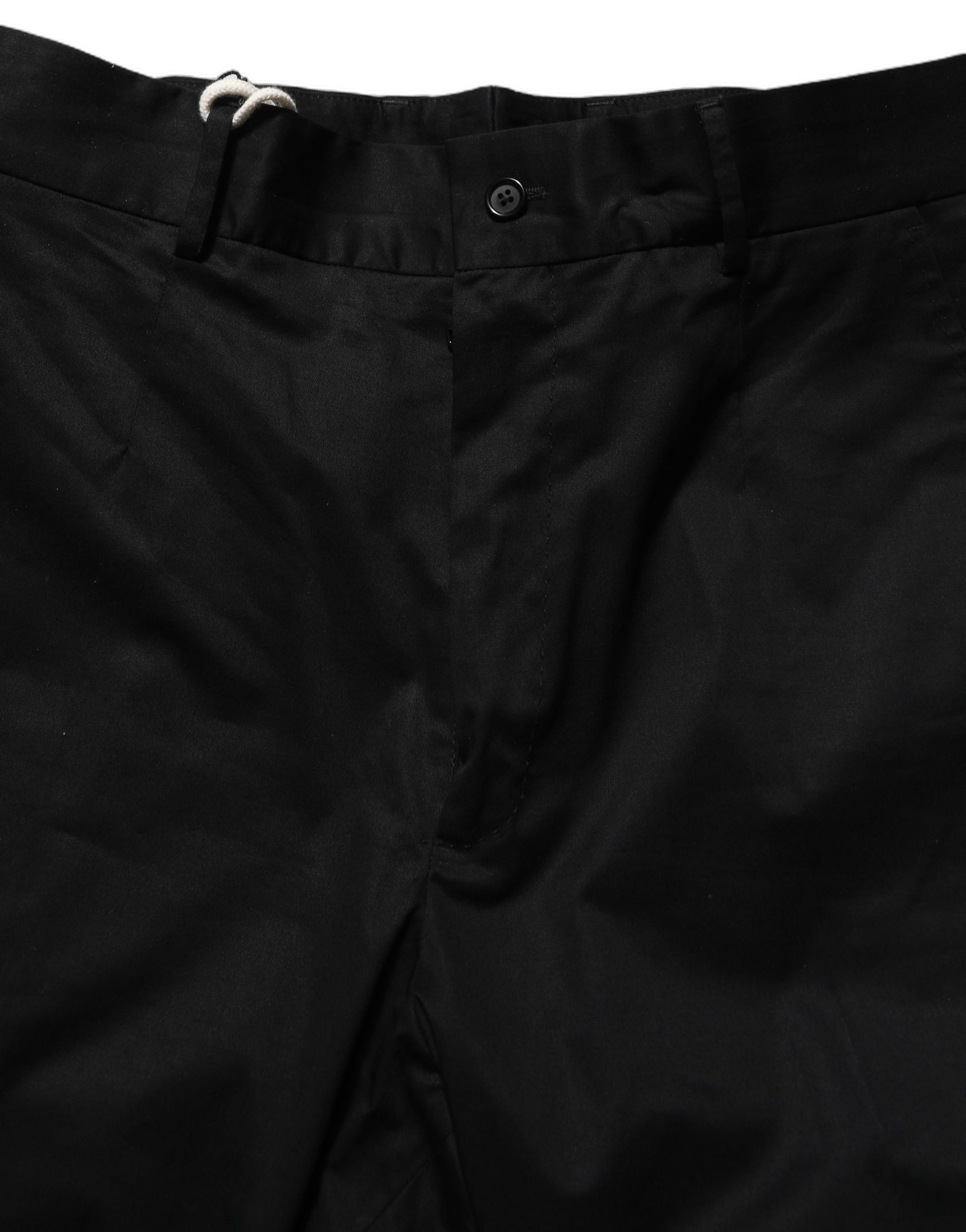 Black Cotton Tapered Leg Dress Trouser Pants