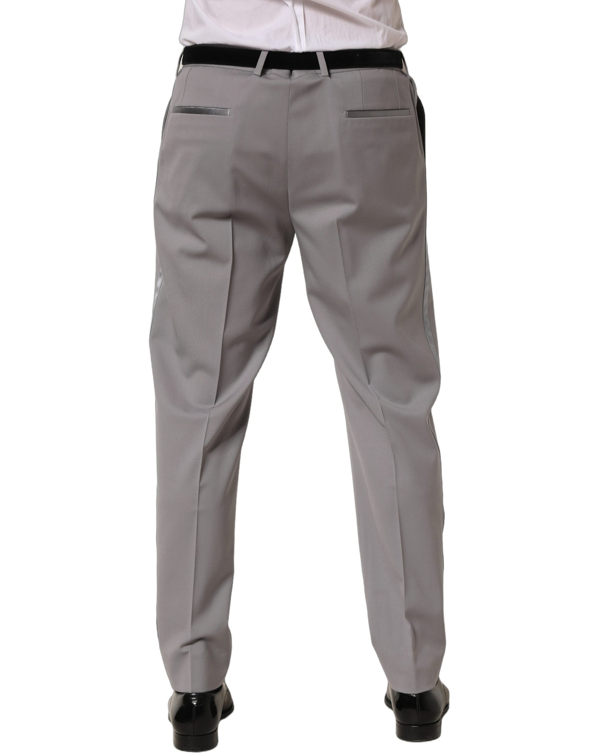 Gray Wool Tapered Men Dress Trouser Pants