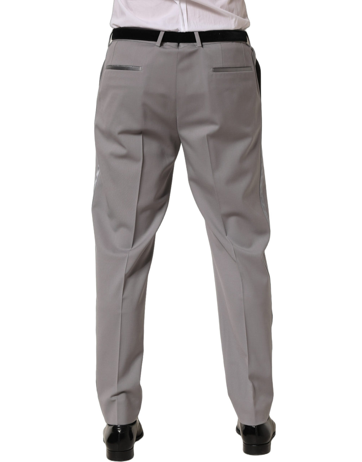 Gray Wool Tapered Men Dress Trouser Pants