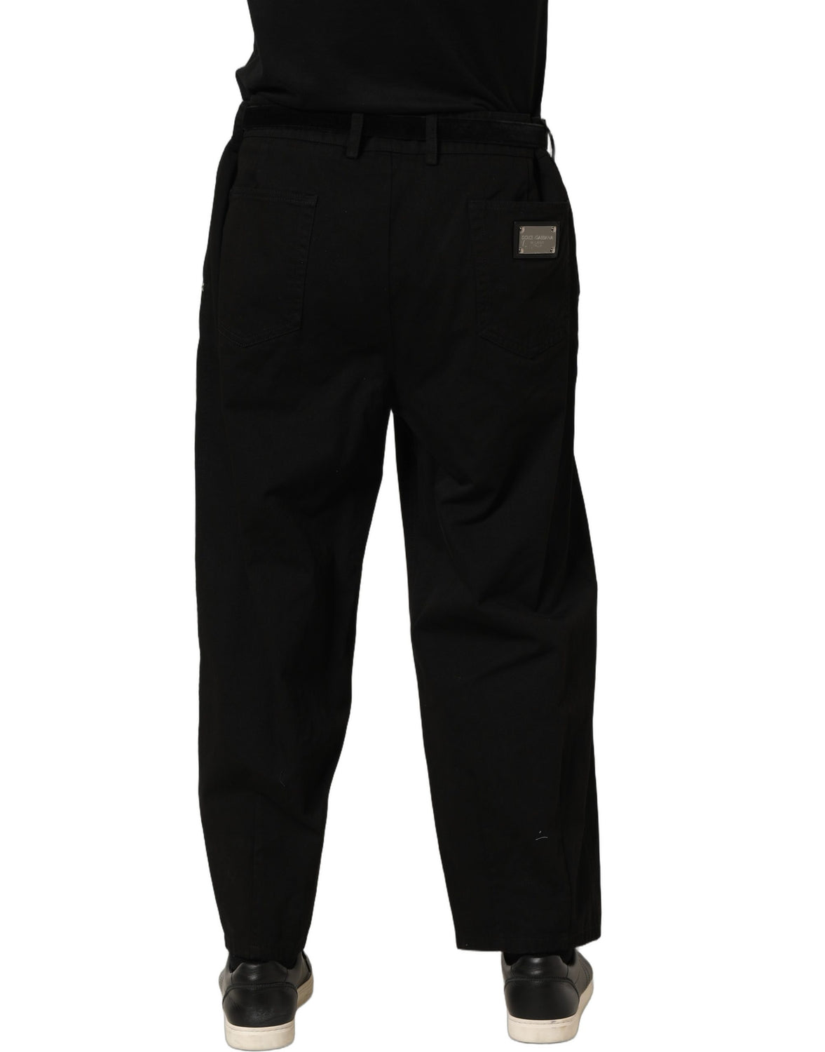 Black Mid Waist Straight Men Trouser Pants
