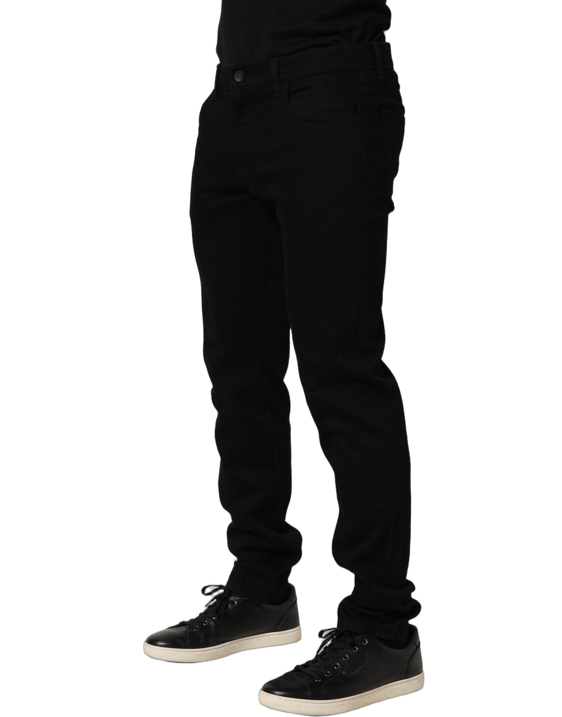 Black Cotton Stretch Skinny Men Denim Jeans