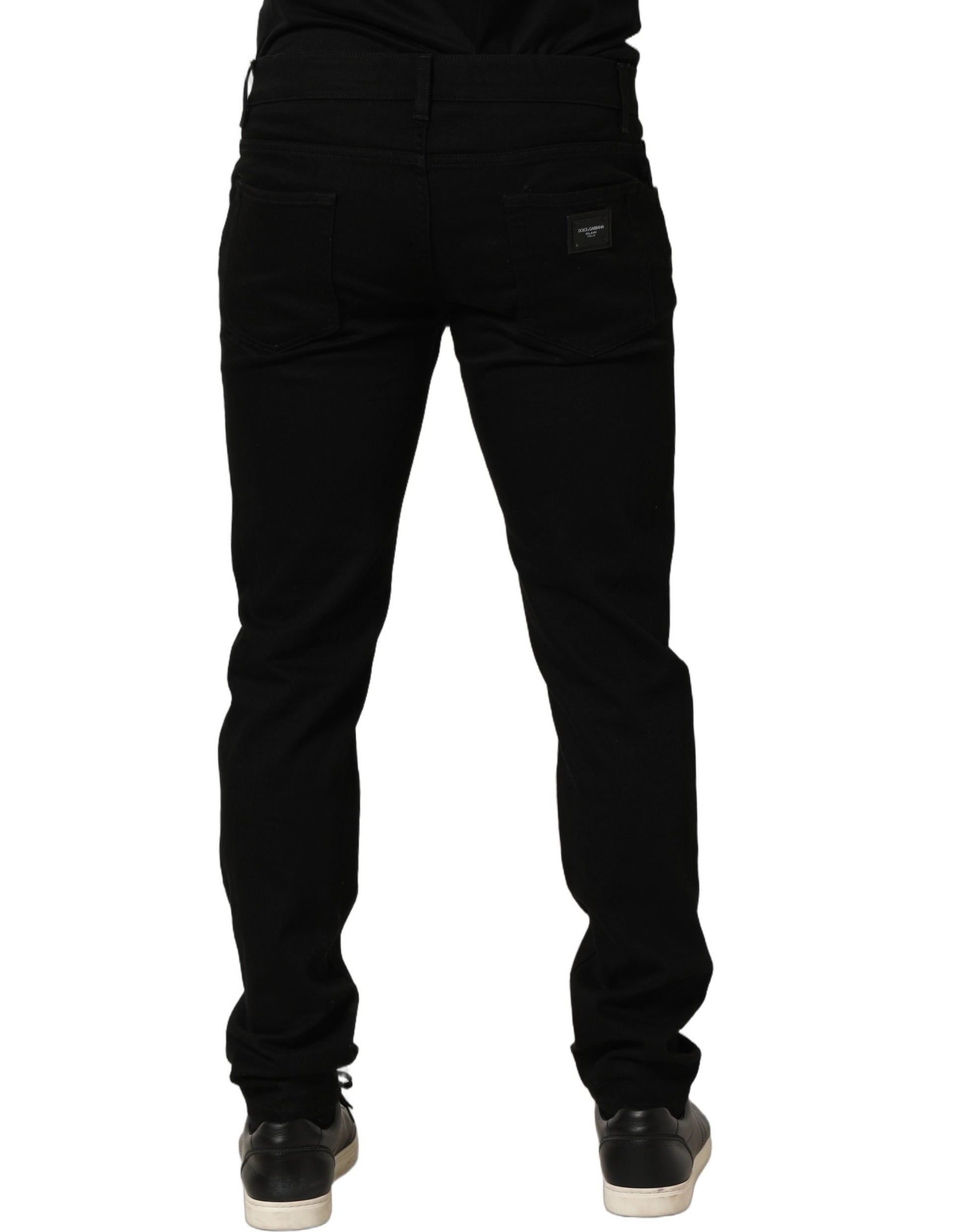 Black Cotton Stretch Skinny Men Denim Jeans