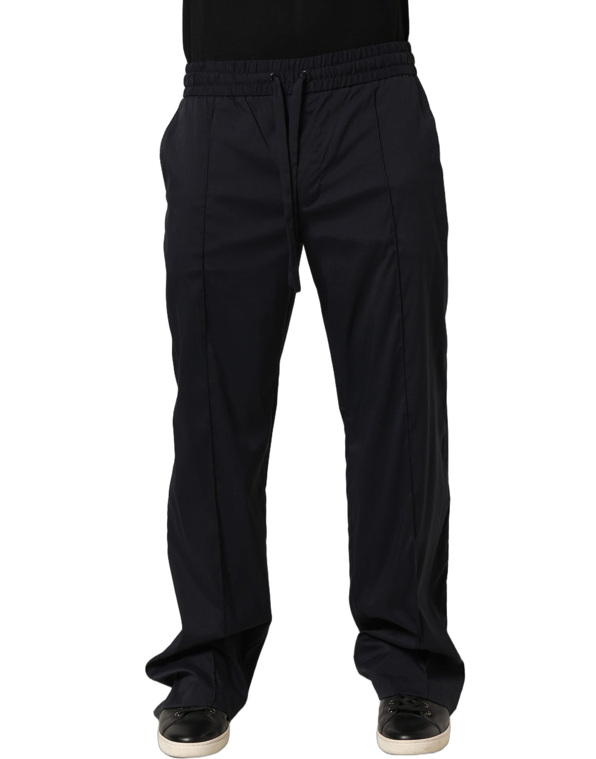 Black Nylon Straight Jogger Sweatpants Pants