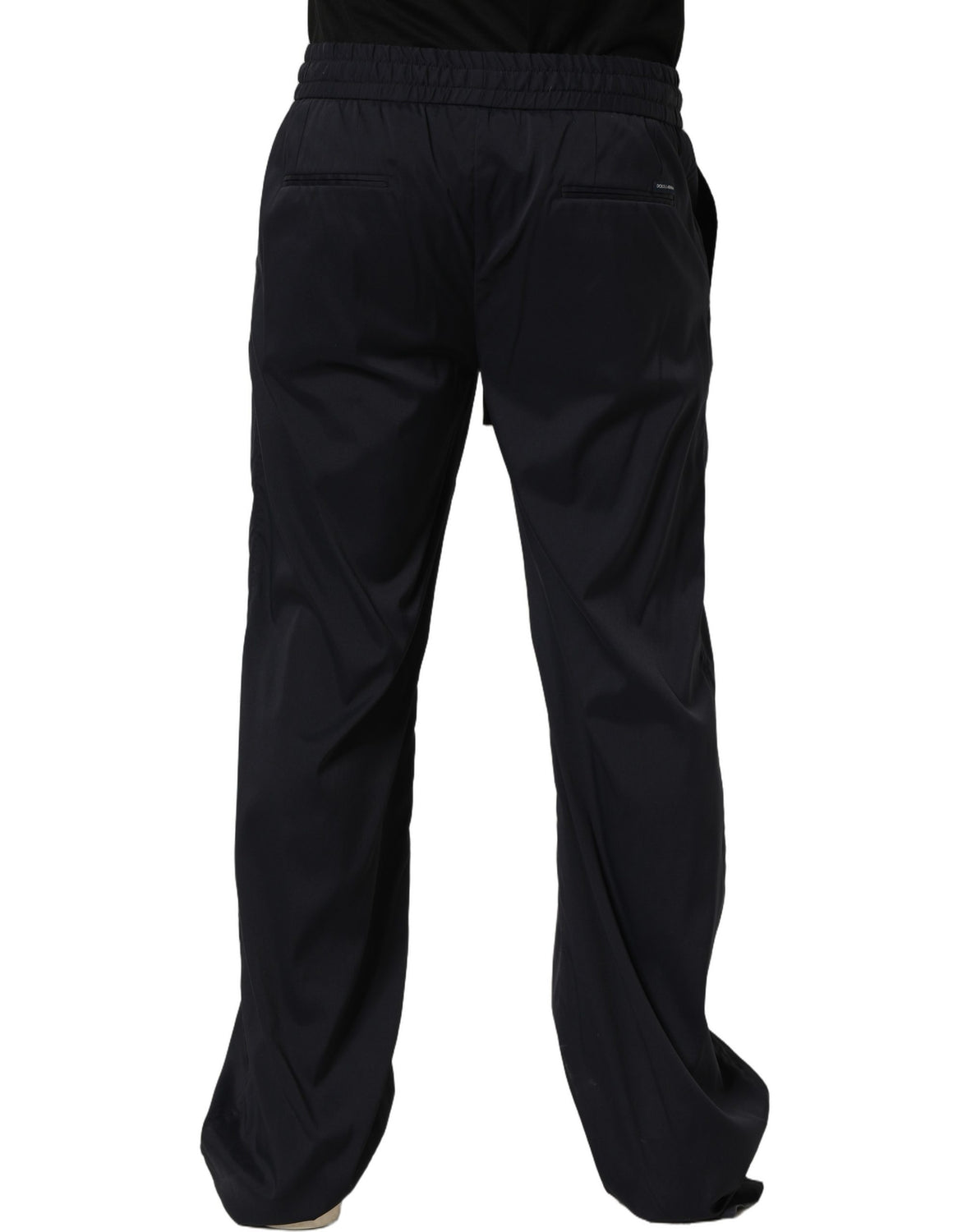 Black Nylon Straight Jogger Sweatpants Pants