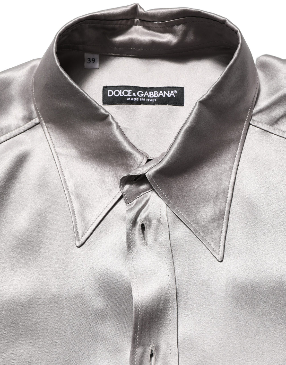 Metallic Grey Satin Silk Formal Dress Shirt