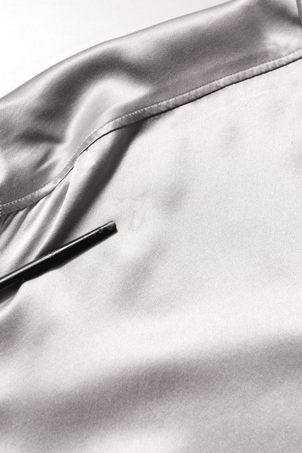 Metallic Grey Satin Silk Formal Dress Shirt