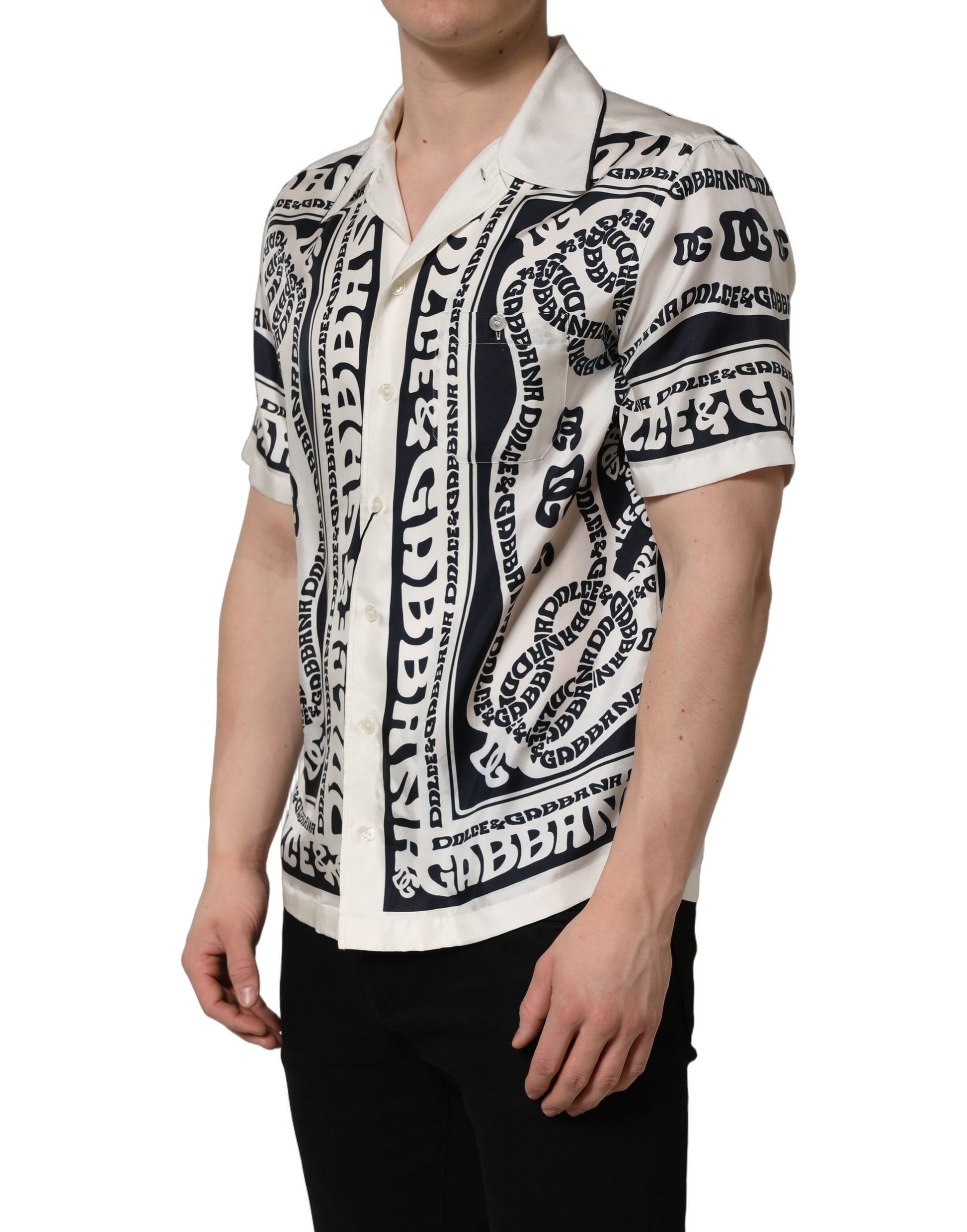 Black White Logo Bandana Short Sleeves Shirt