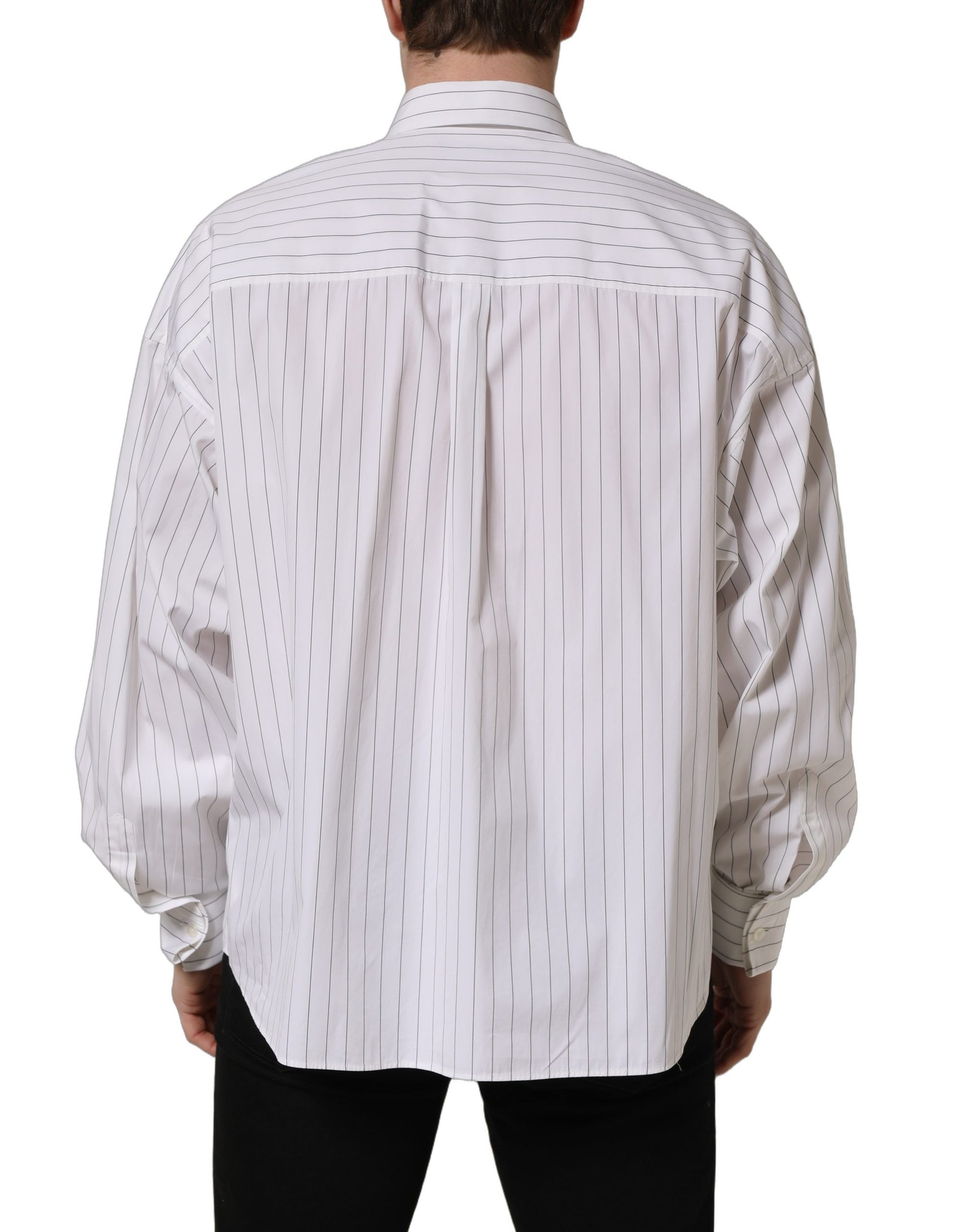 White Stripes Cotton Men Formal Dress Shirt