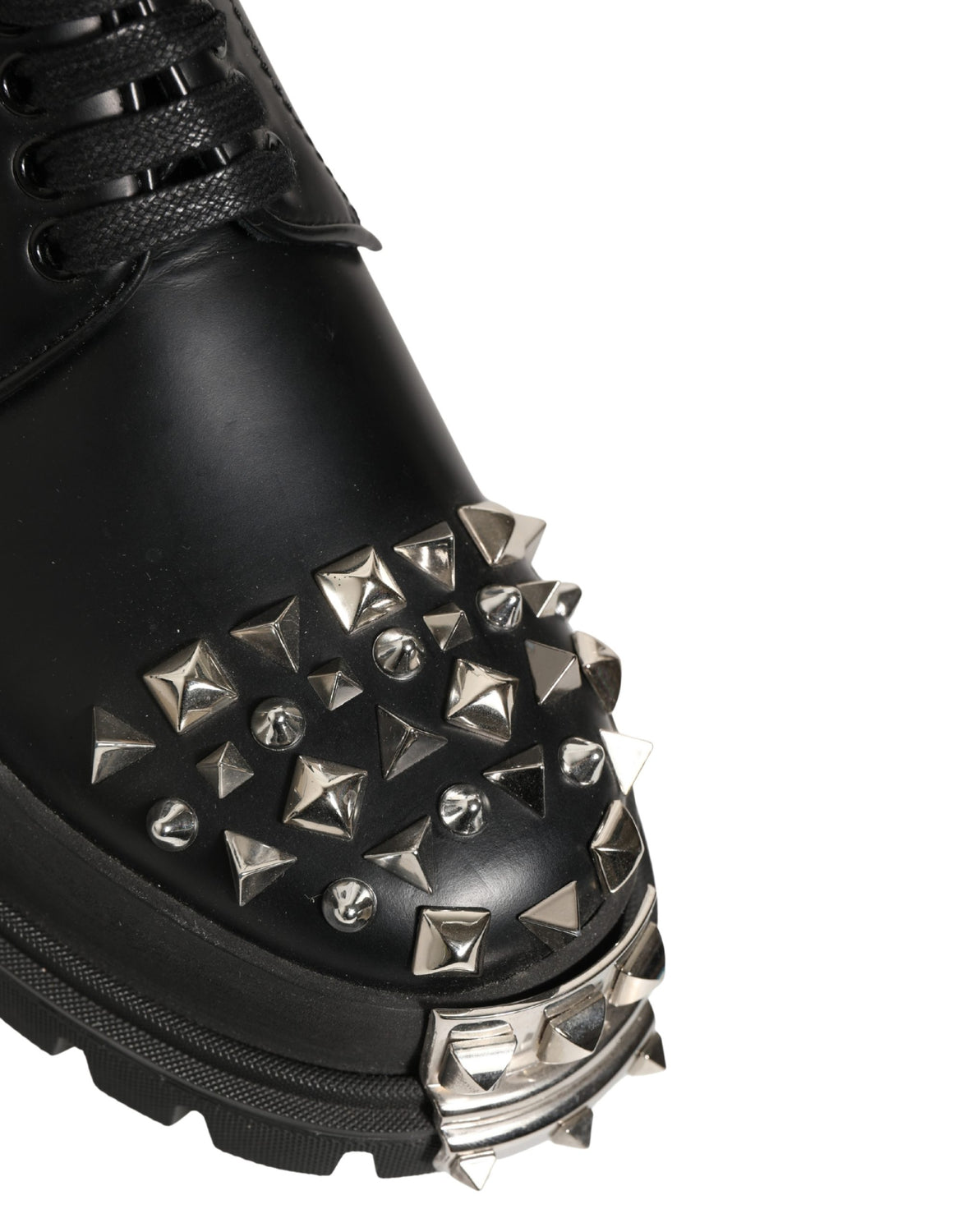 Black Leather Studded Hi-Trekking Derby Shoes