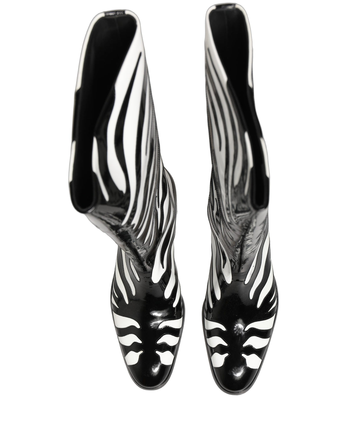 Black White Zebra Knee High Men Boots Shoes